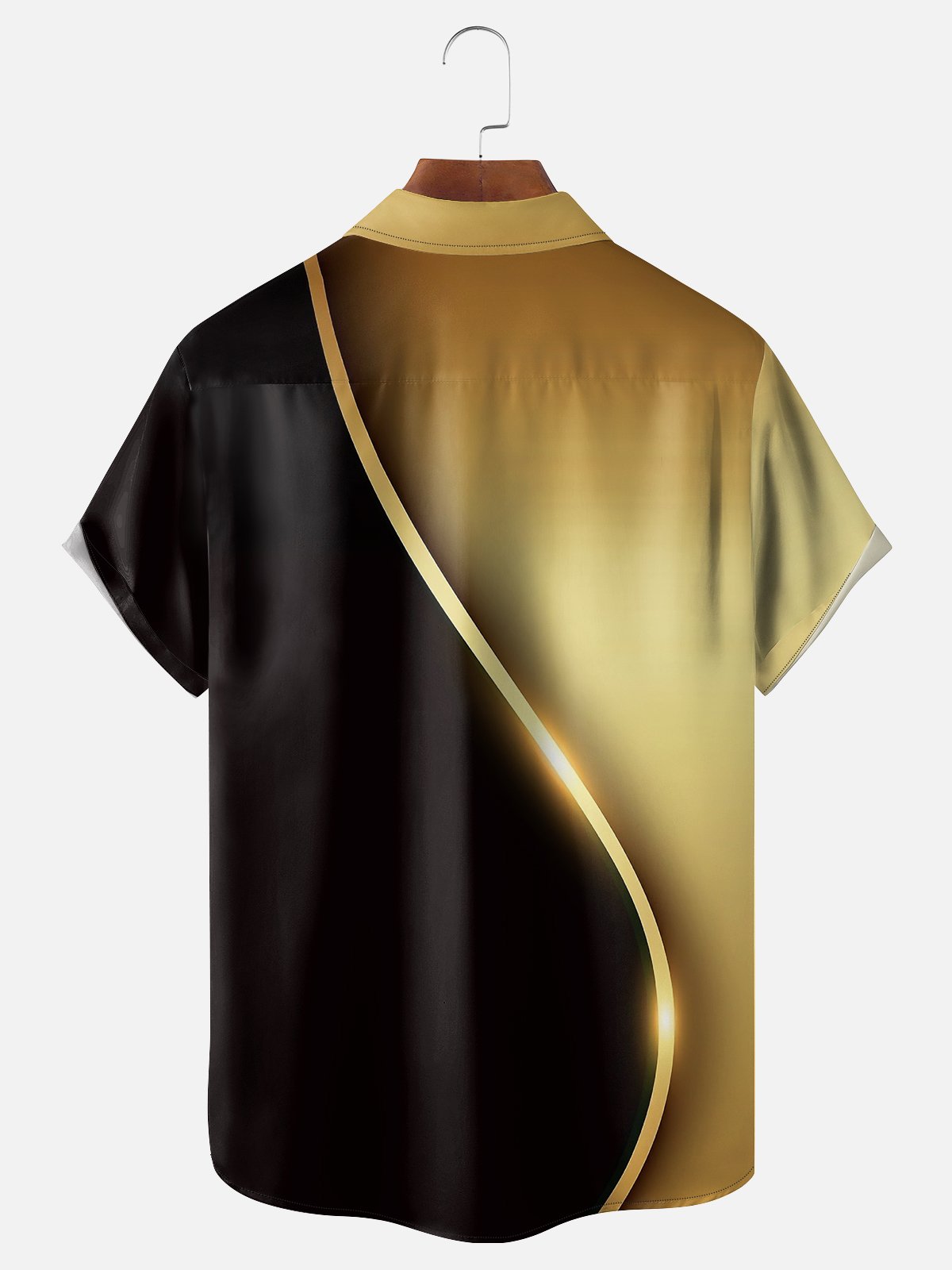 Moisture-wicking Classic Two-tone Art Black And Gold Chest Pocket Casual Shirt