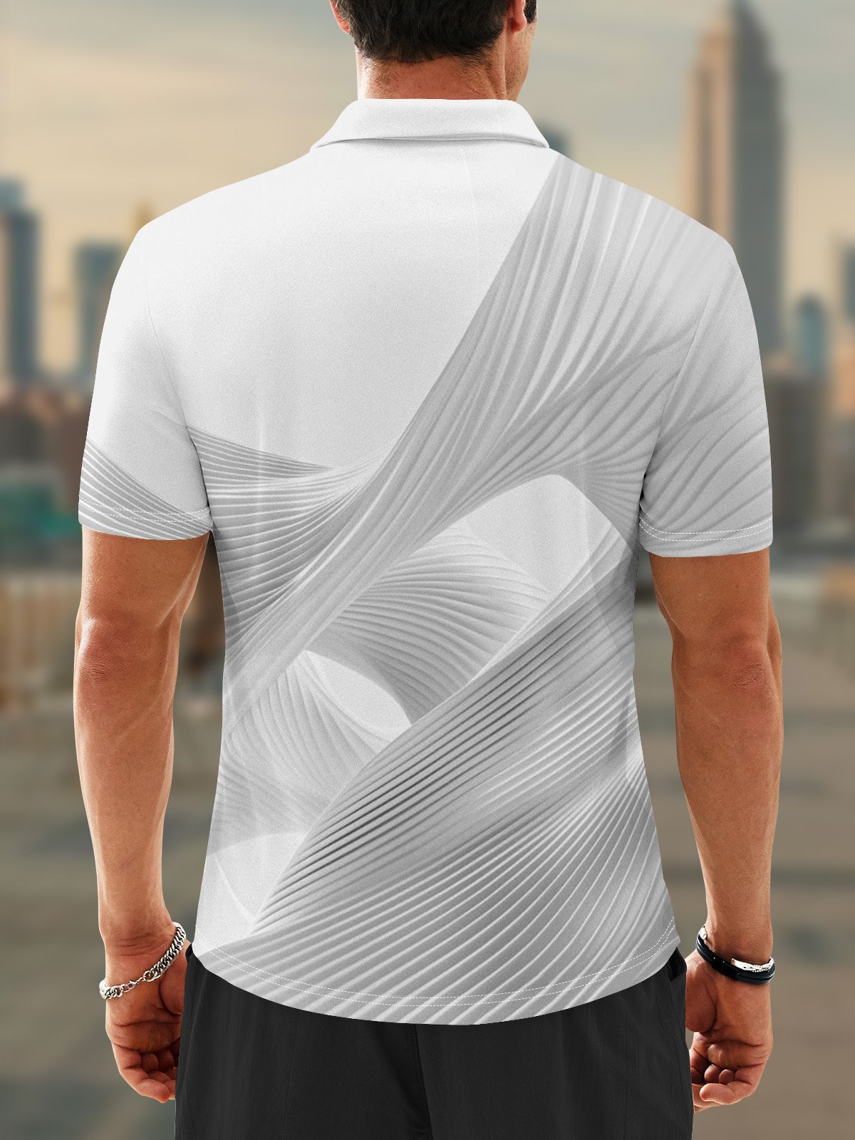 Moisture Wicking Art Abstract Lines Golf Polo