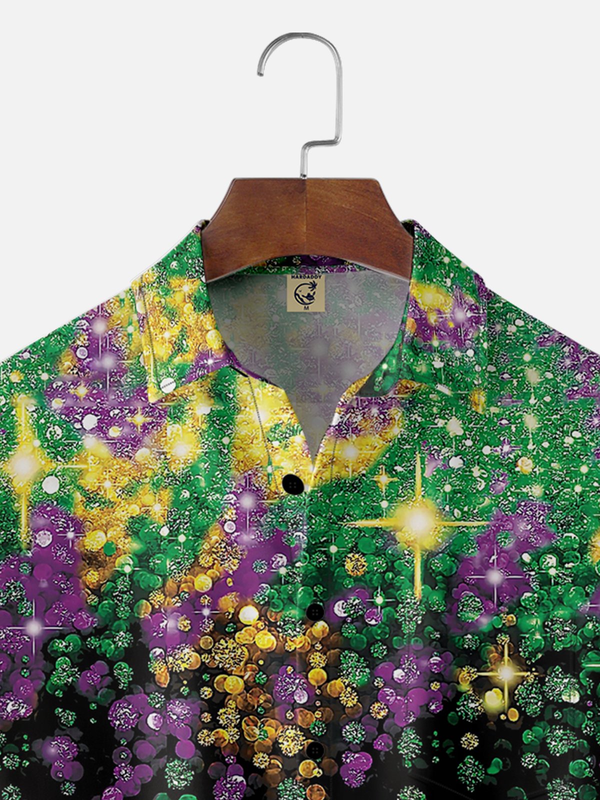 Moisture-wicking Mardi Gras Sequins Chest Pocket Casual Shirt