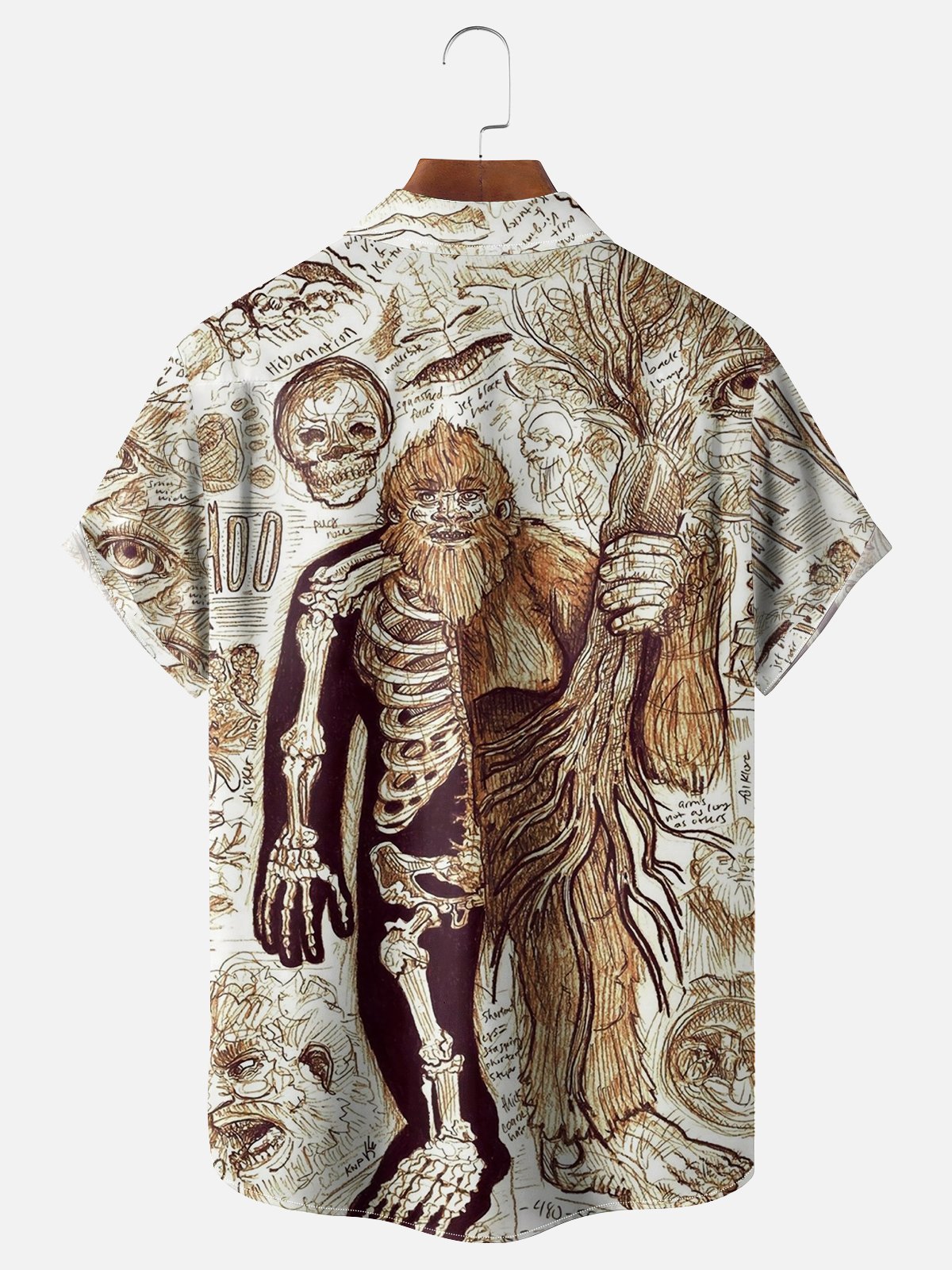 Moisture-wicking Bigfoot Art Analysis Chest Pocket Hawaiian Shirt