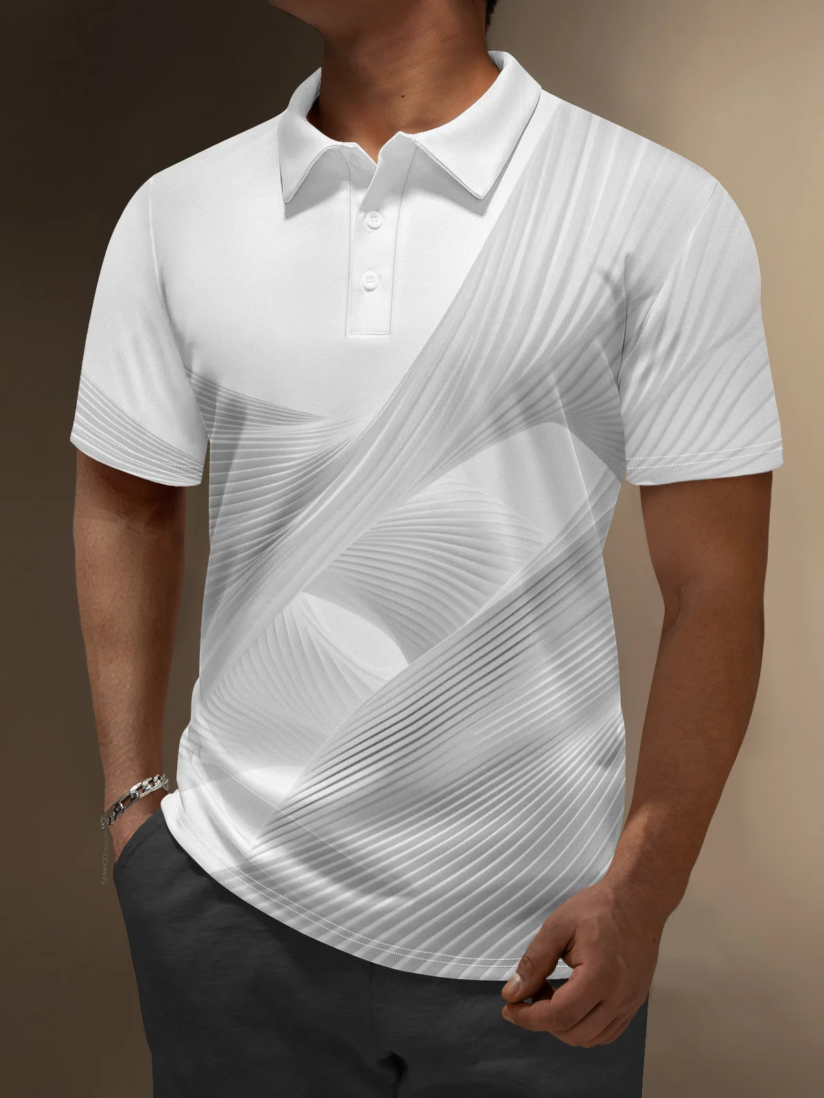 Moisture Wicking Art Abstract Lines Golf Polo