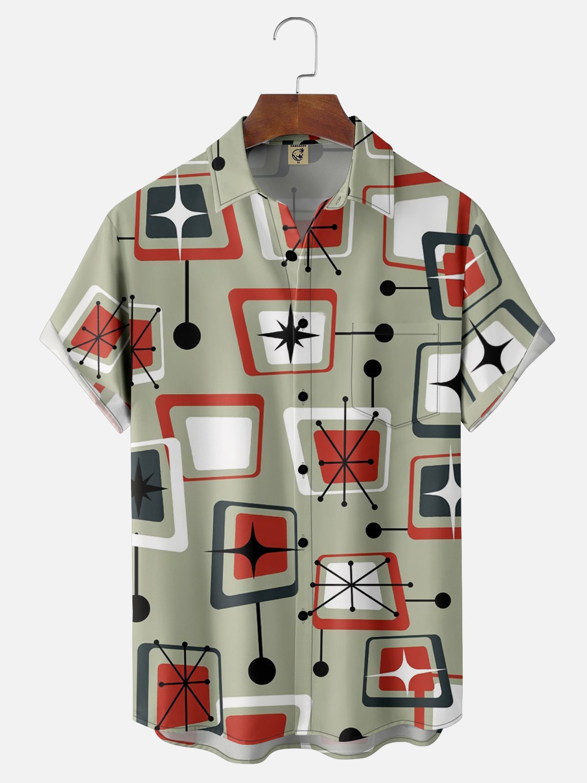 Moisture-wicking Classic Abstract Geometric Texture Chest Pocket Casual Shirt