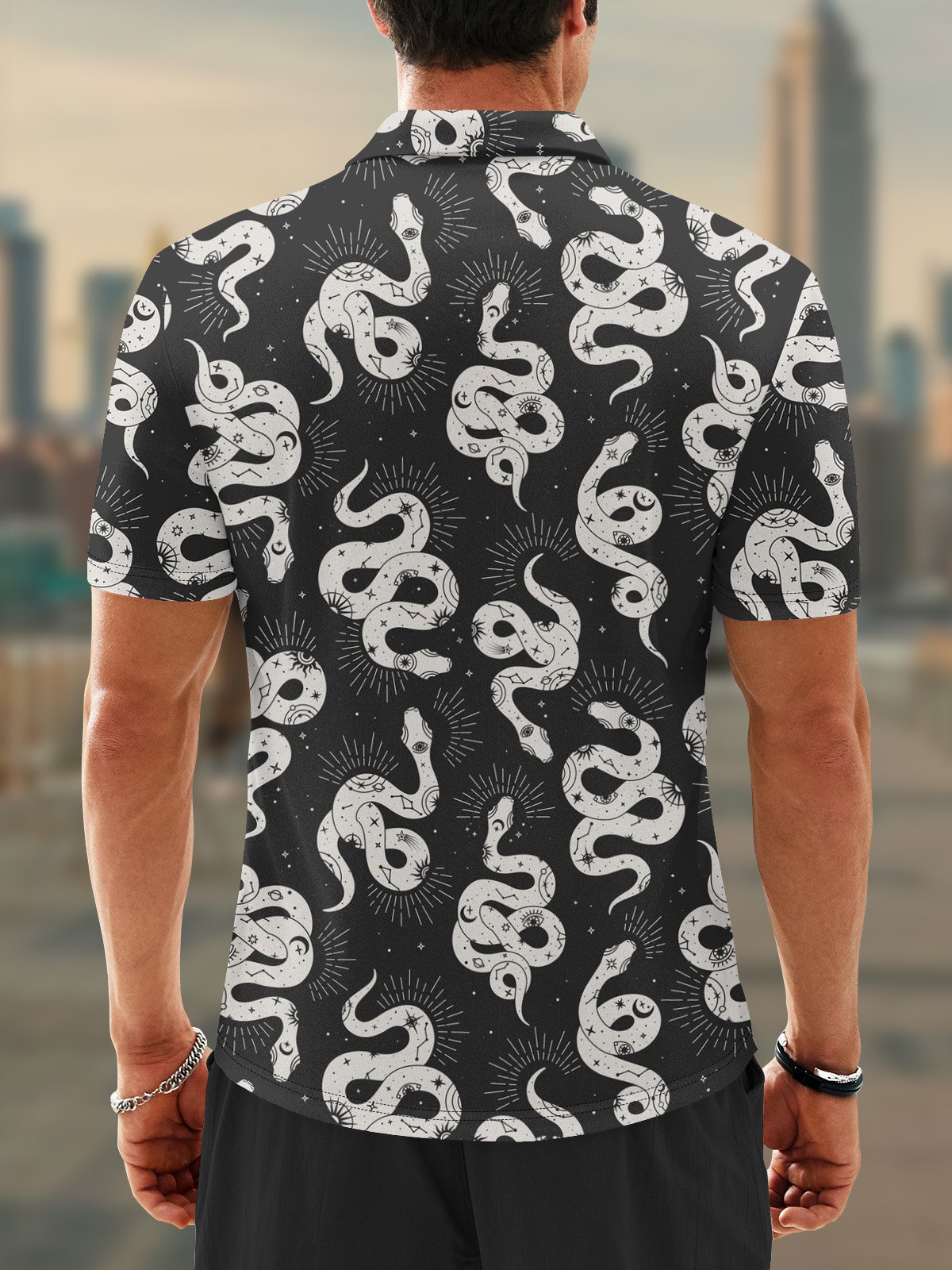 Moisture Wicking Artistic Snake Golf Polo