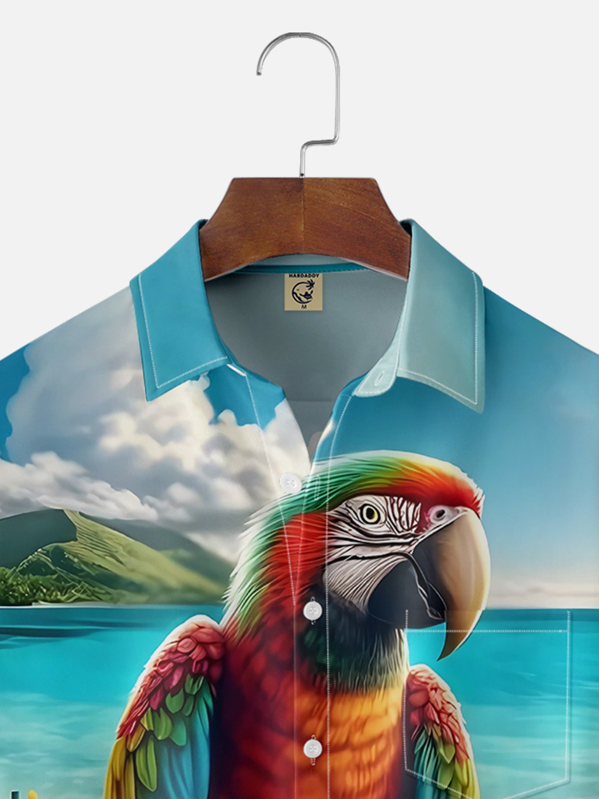 Moisture-wicking Beach Parrot With Cocktail Chest Pocket Hawaiian Shirt