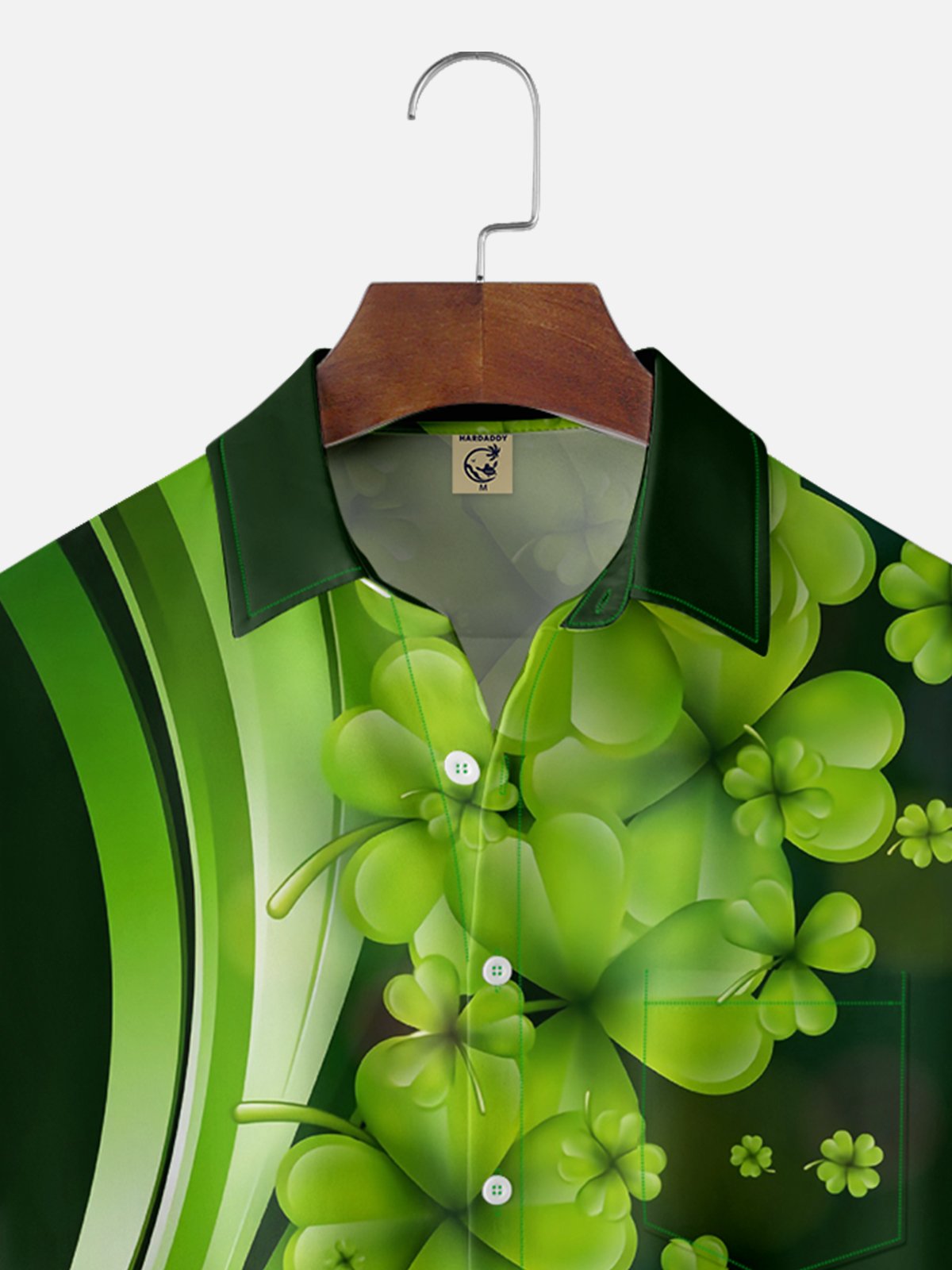 Moisture-wicking St. Patrick's Day Four Leaf Clover Chest Pocket Casual Shirt