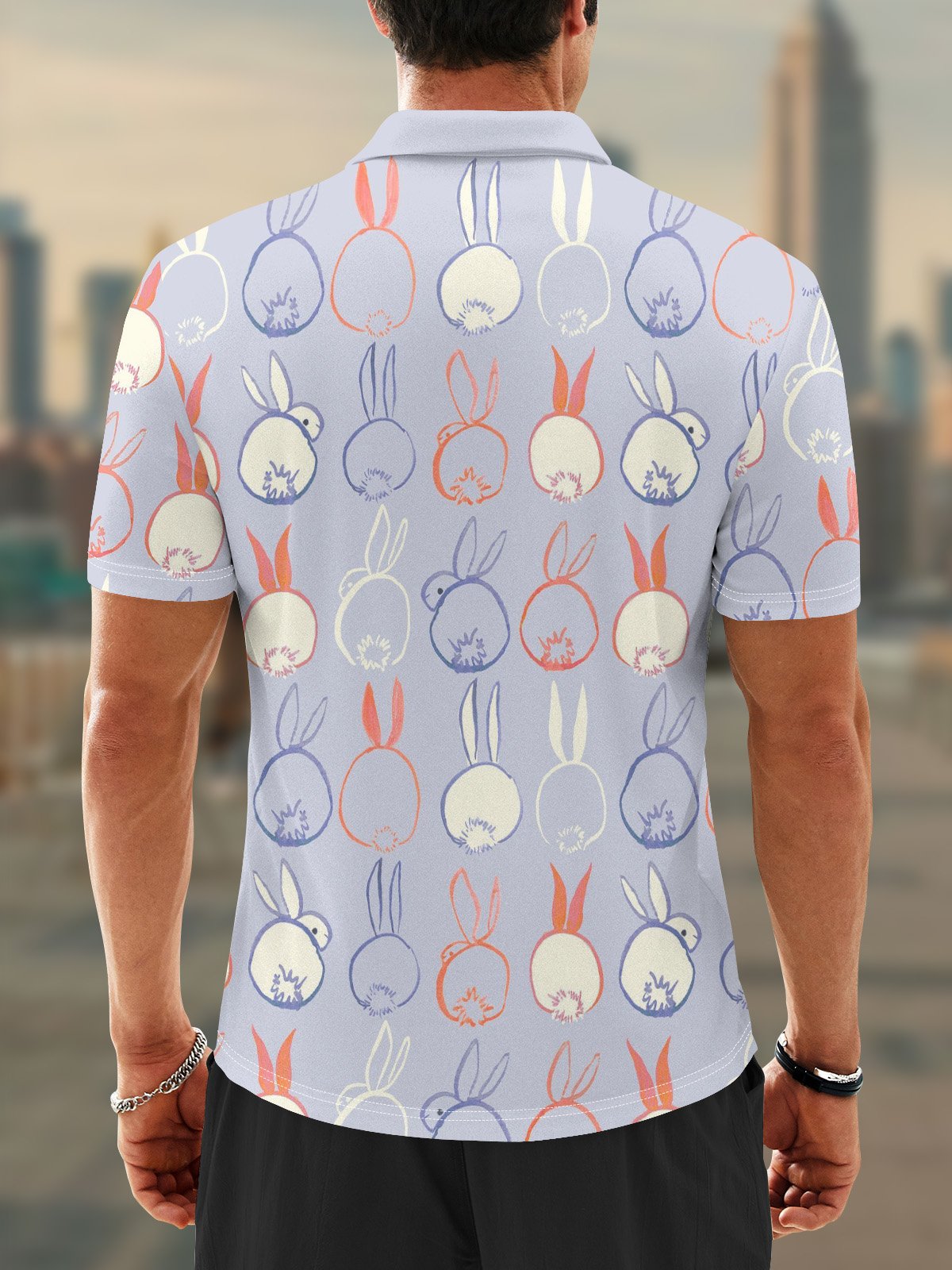 Moisture Wicking Easter Rabbit Funny Lines Golf Polo