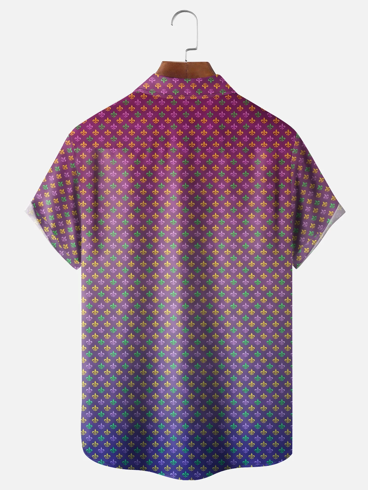 Moisture-wicking Mardi Gras Royal Symbols Gradient Chest Pocket Casual Shirt