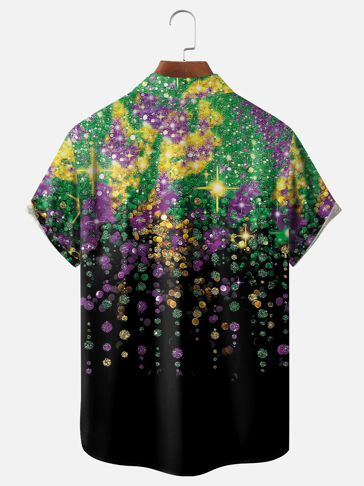 Moisture-wicking Mardi Gras Sequins Chest Pocket Casual Shirt