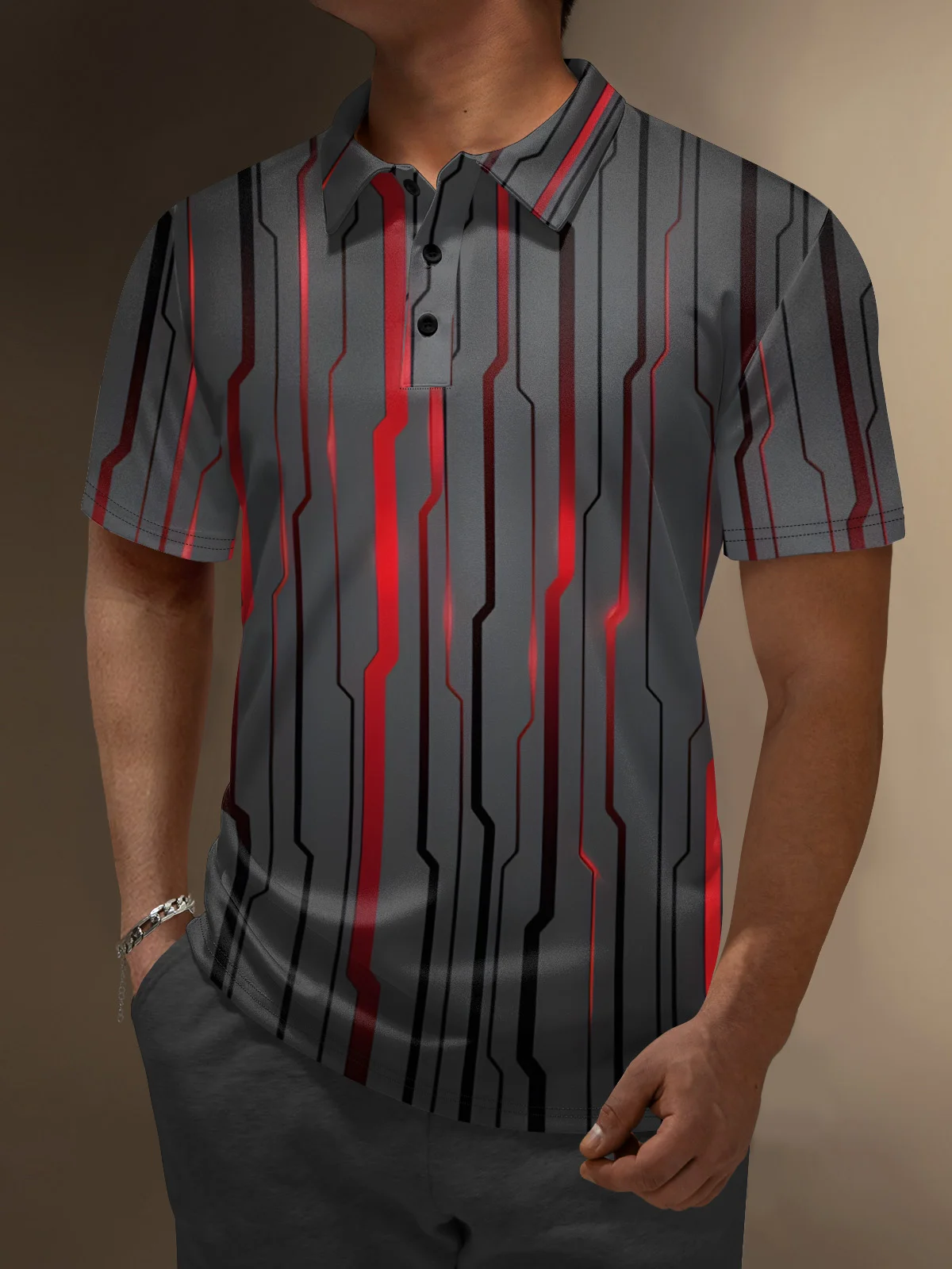 Moisture Wicking Artistic Abstract Mechanical Texture Golf Polo