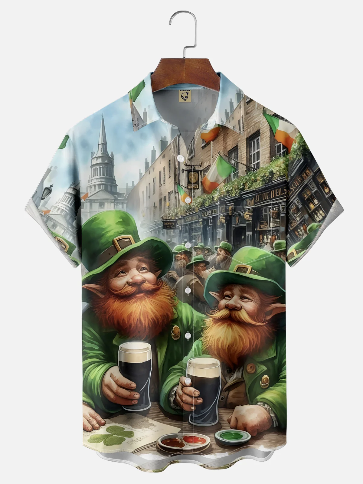 Moisture-wicking St. Patrick's Day Gnome Beer Chest Pocket Casual Shirt