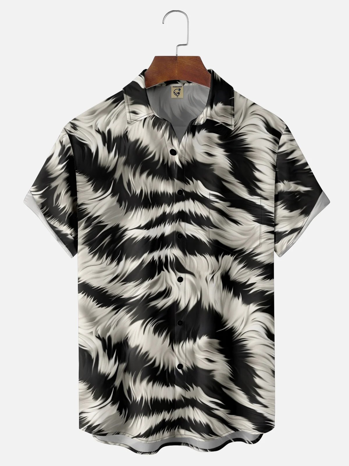 Moisture-wicking Wild Strong Tiger Stripe Abstract Art Chest Pocket Casual Shirt