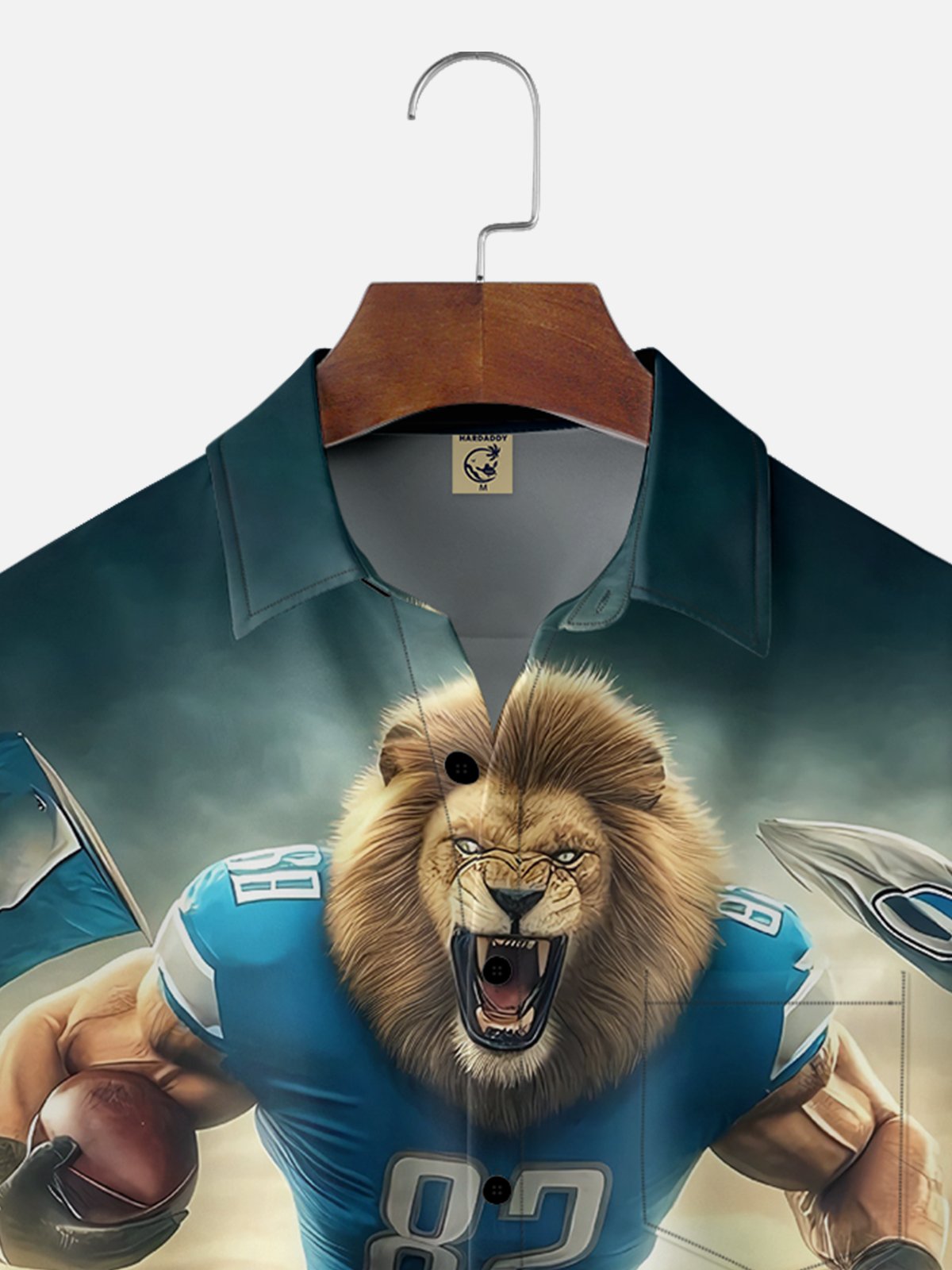 Moisture-wicking American Football Detroit Art Lions Chest Pocket Casual Shirt