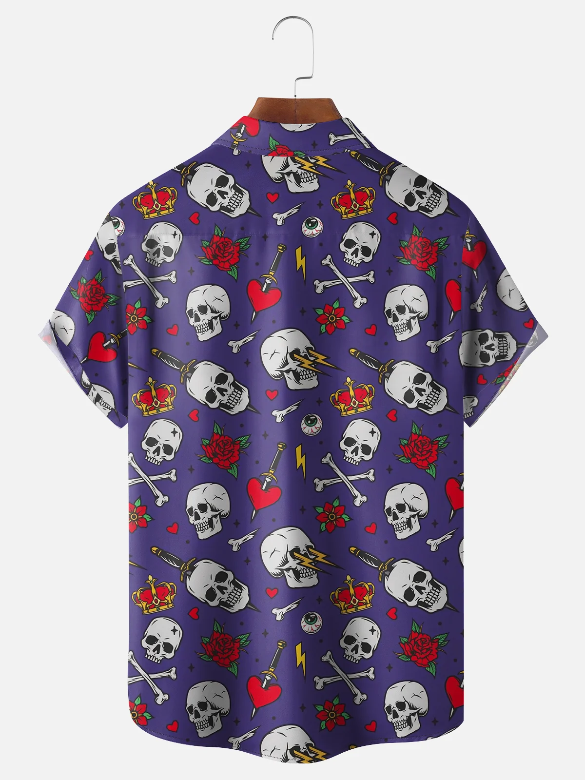 Moisture-wicking Cinco de Mayo Day of the Death Skeleton Rose Rock Roll Chest Pocket Casual Shirt