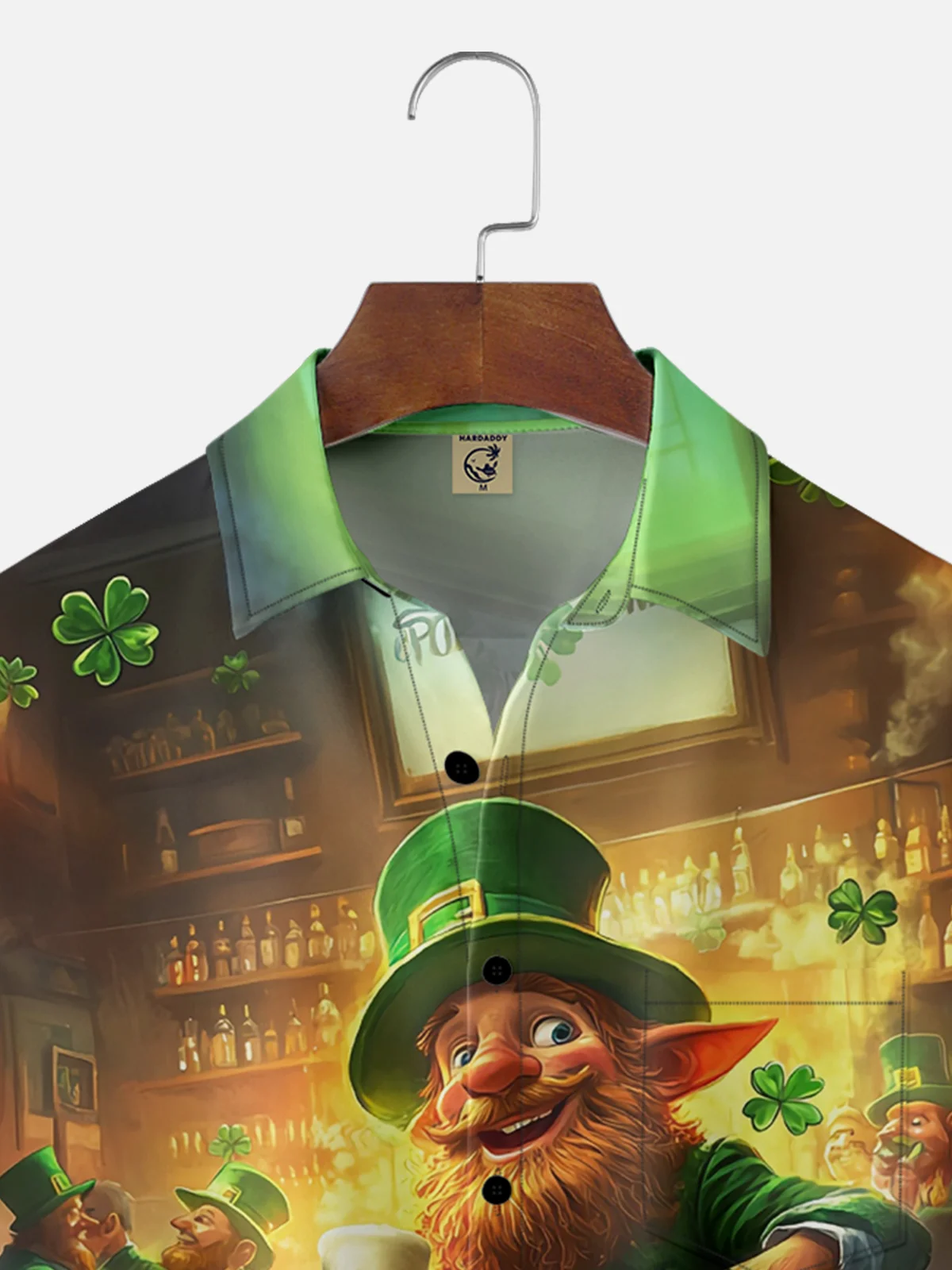 Moisture-wicking St. Patrick's Day Gnome Clover Beer Chest Pocket Casual Shirt