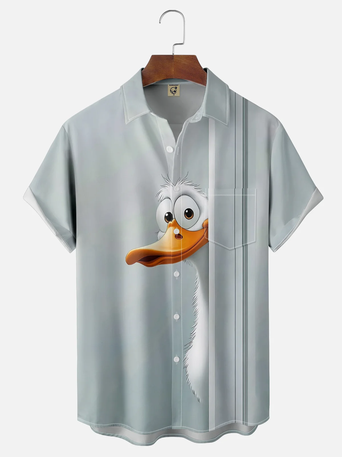 Moisture Wicking Striped Duck Chest Pocket  Bowling Shirt