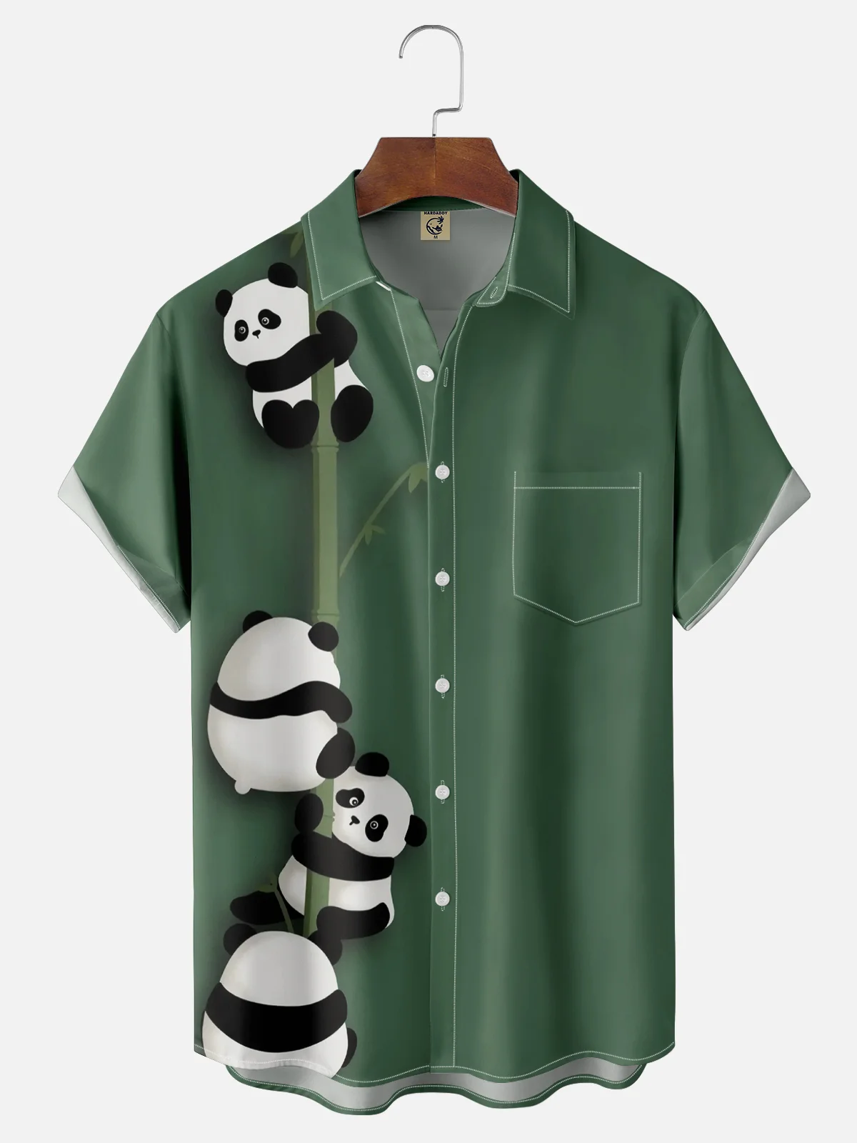 Moisture Wicking Bamboo Panda Chest Pocket Hawaiian Shirt