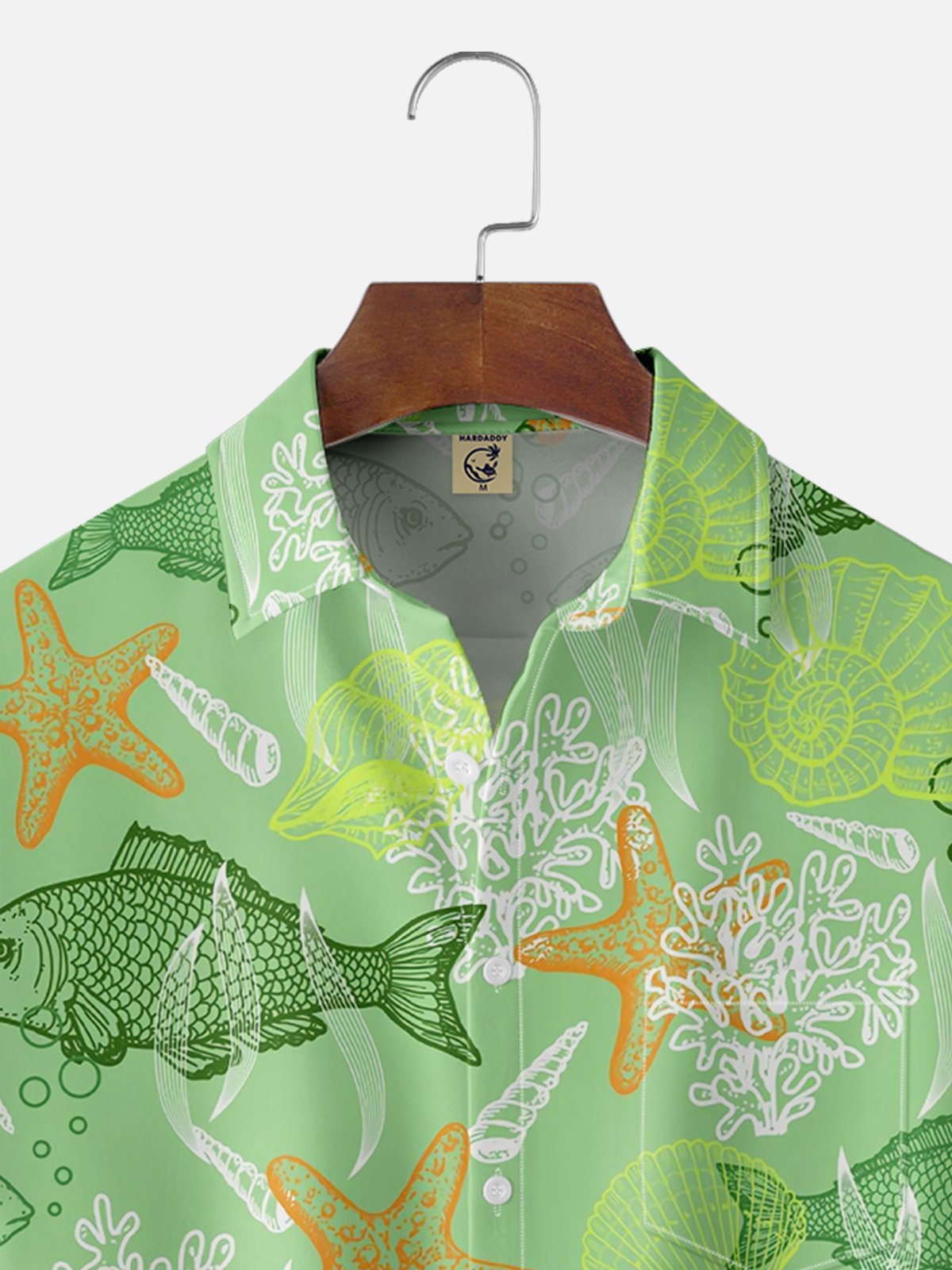 Moisture-wicking Ocean Fish Shell Starfish Chest Pocket Hawaiian Shirt