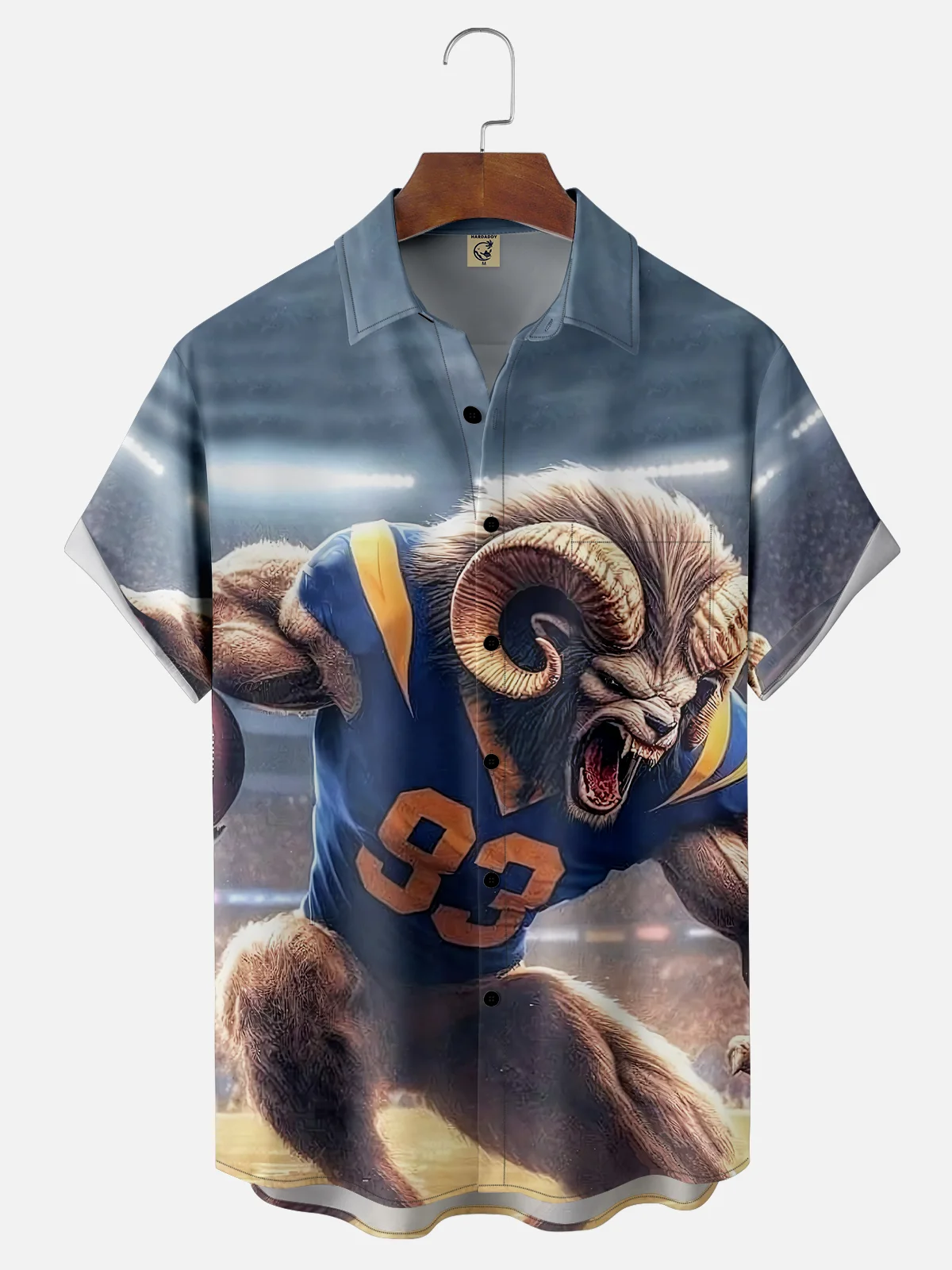 Moisture-wicking American Football Los Angeles Art Rams Chest Pocket Casual Shirt