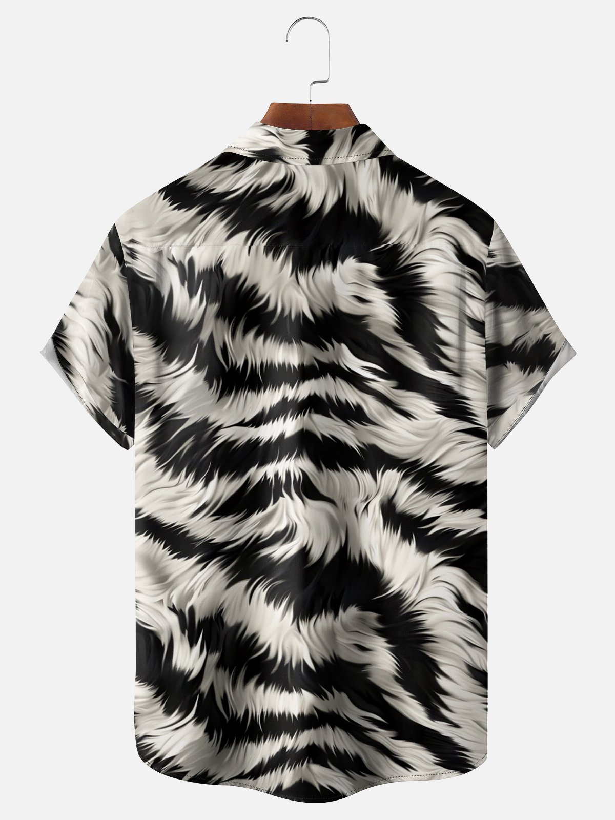 Moisture-wicking Wild Strong Tiger Stripe Abstract Art Chest Pocket Casual Shirt