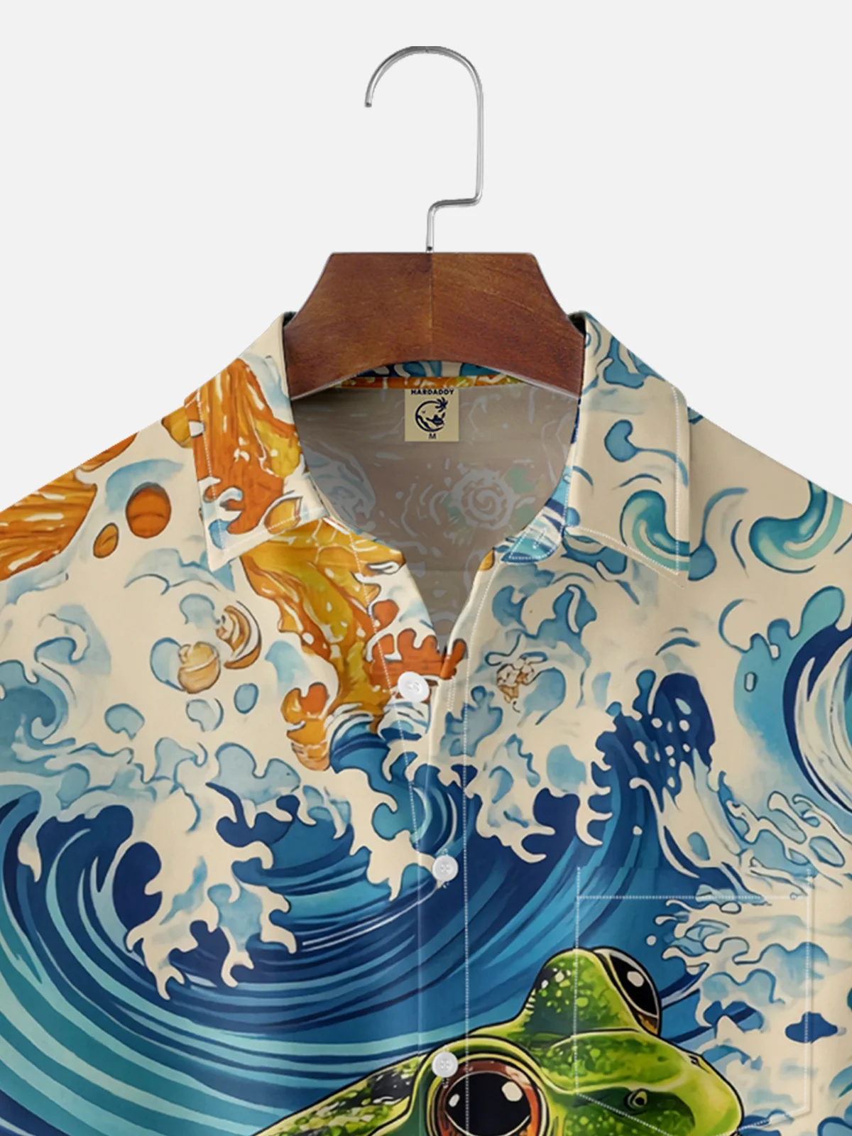 Moisture Wicking Ukiyo-e Frog Chest Pocket Hawaiian Shirt