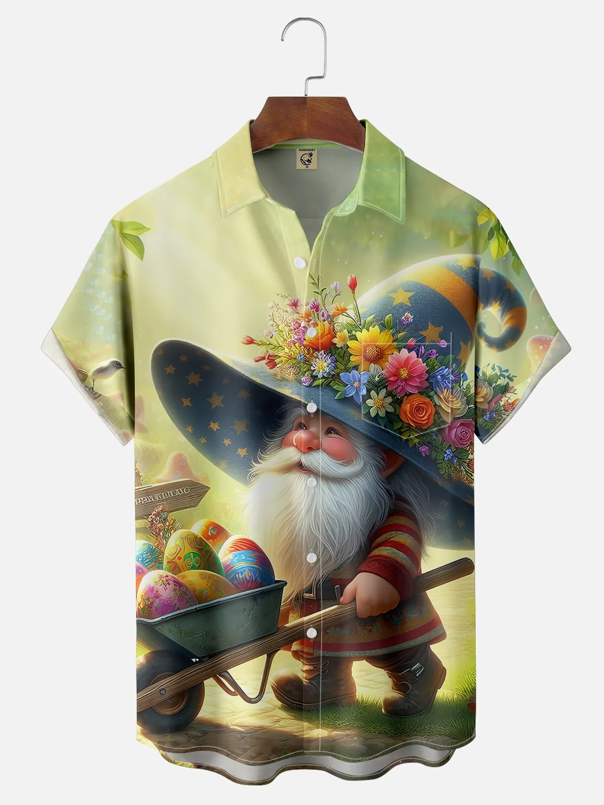 Moisture-wicking Happy Easter Gnome And Egg Art Chest Pocket Casual Shirt