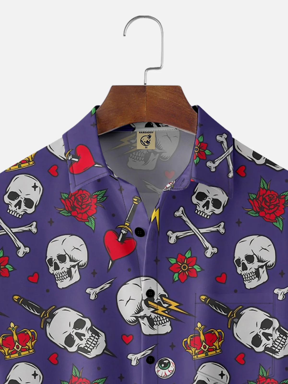 Moisture-wicking Cinco de Mayo Day of the Death Skeleton Rose Rock Roll Chest Pocket Casual Shirt