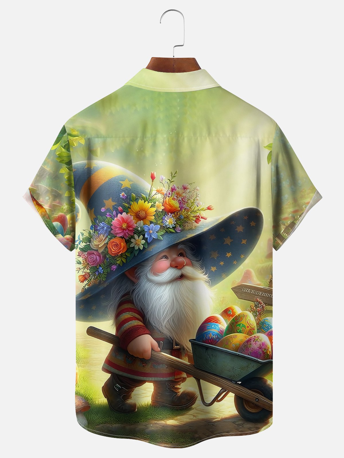 Moisture-wicking Happy Easter Gnome And Egg Art Chest Pocket Casual Shirt