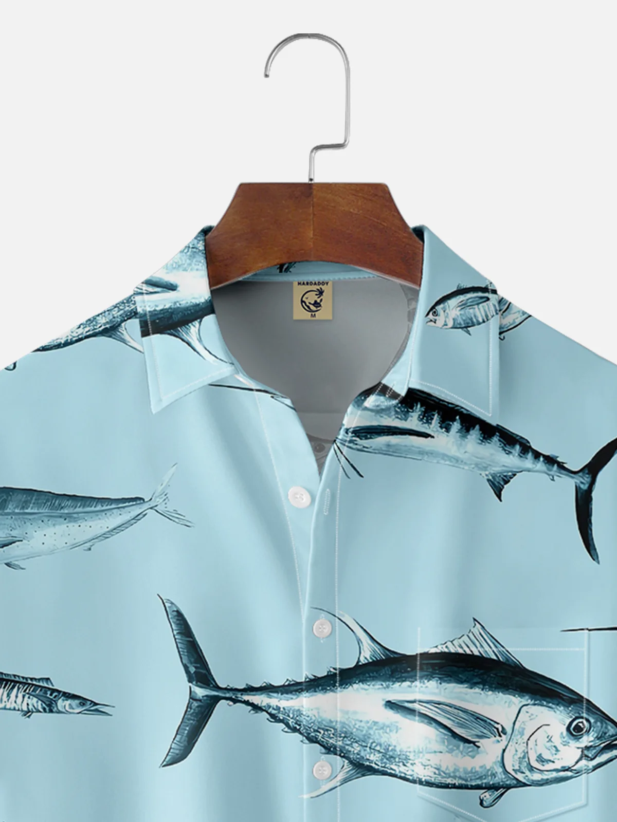 Moisture-wicking Ocean Fish Art Illustration Chest Pocket Hawaiian Shirt