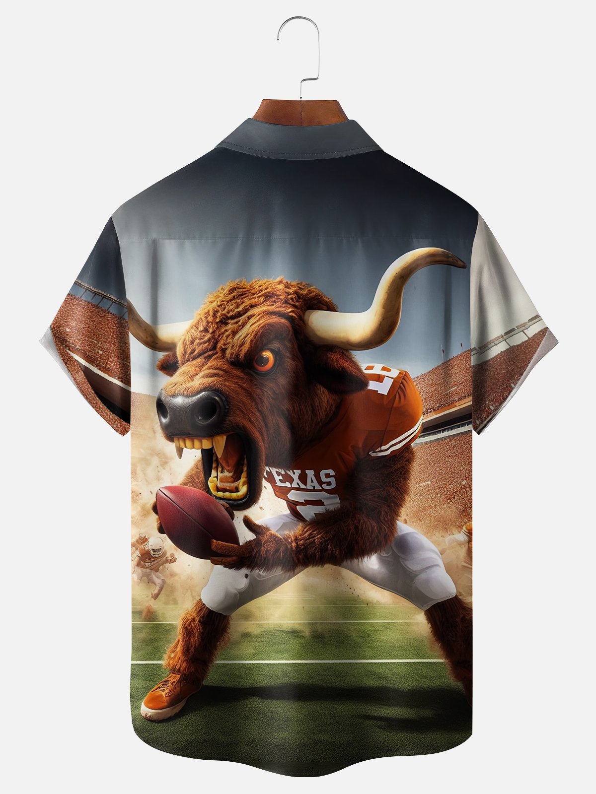 Moisture-wicking American Football Texas Art Longhorns Chest Pocket Casual Shirt