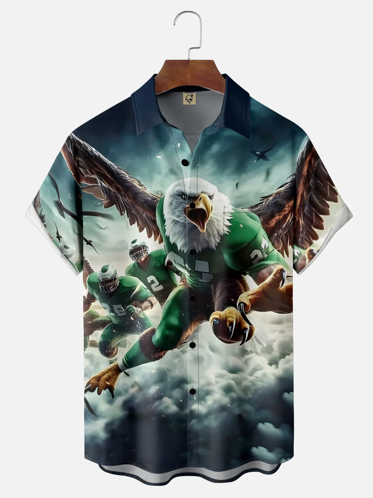 Moisture-wicking Eagle Football Player Sports Chest Pocket Casual Shirt