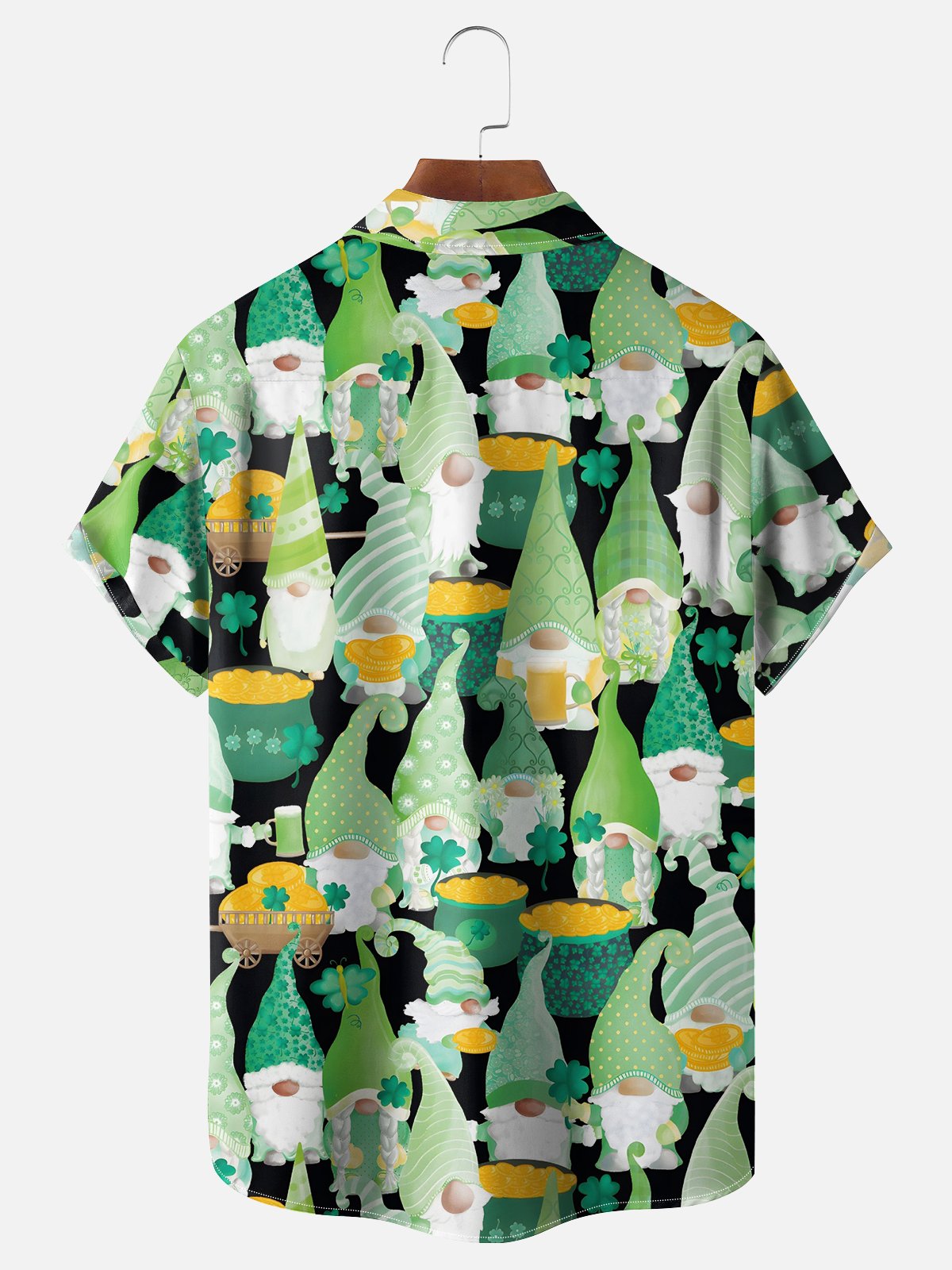 Moisture-wicking St Patricks Day Gnomes Chest Pocket Casual Shirt