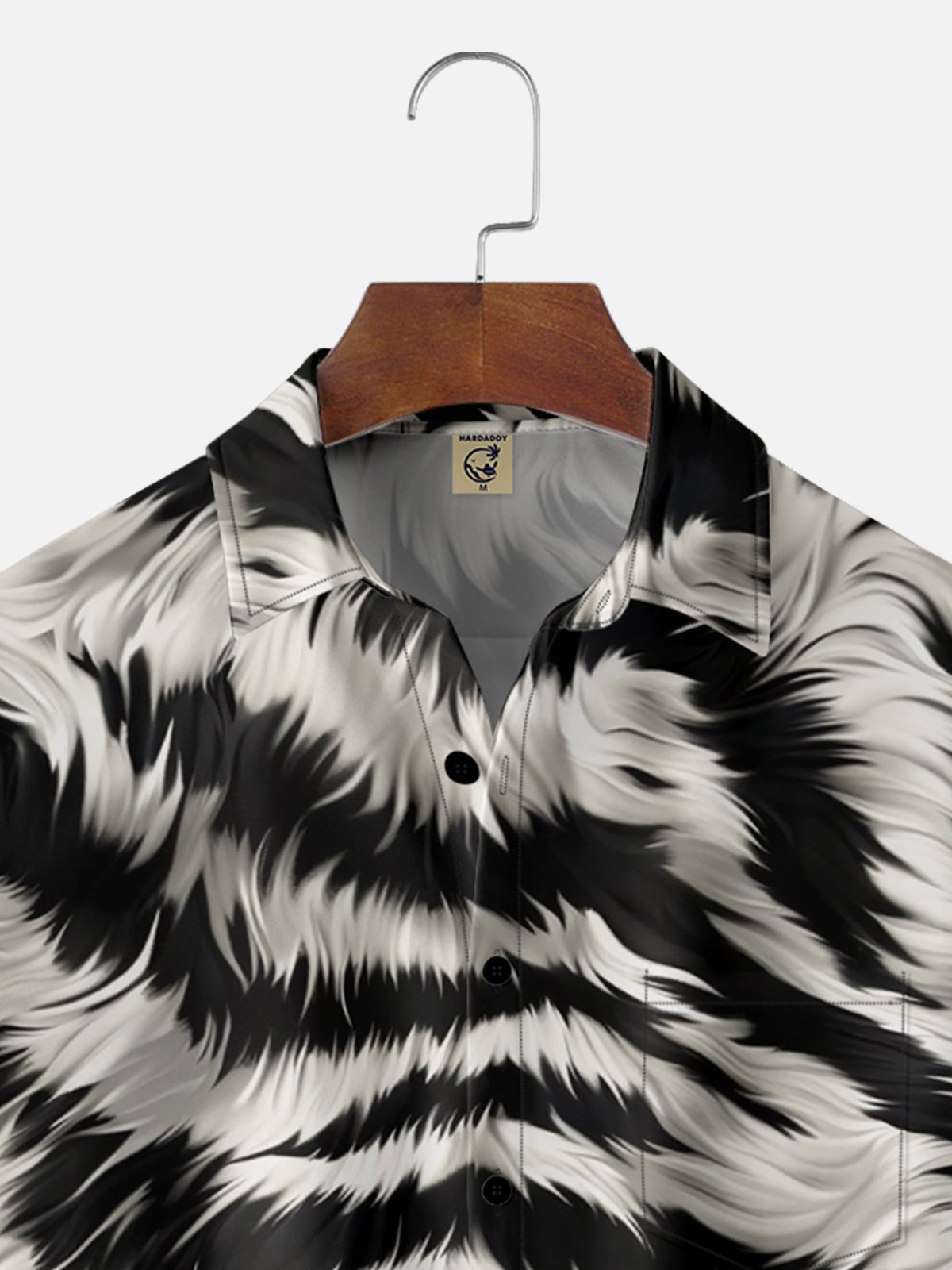 Moisture-wicking Wild Strong Tiger Stripe Abstract Art Chest Pocket Casual Shirt