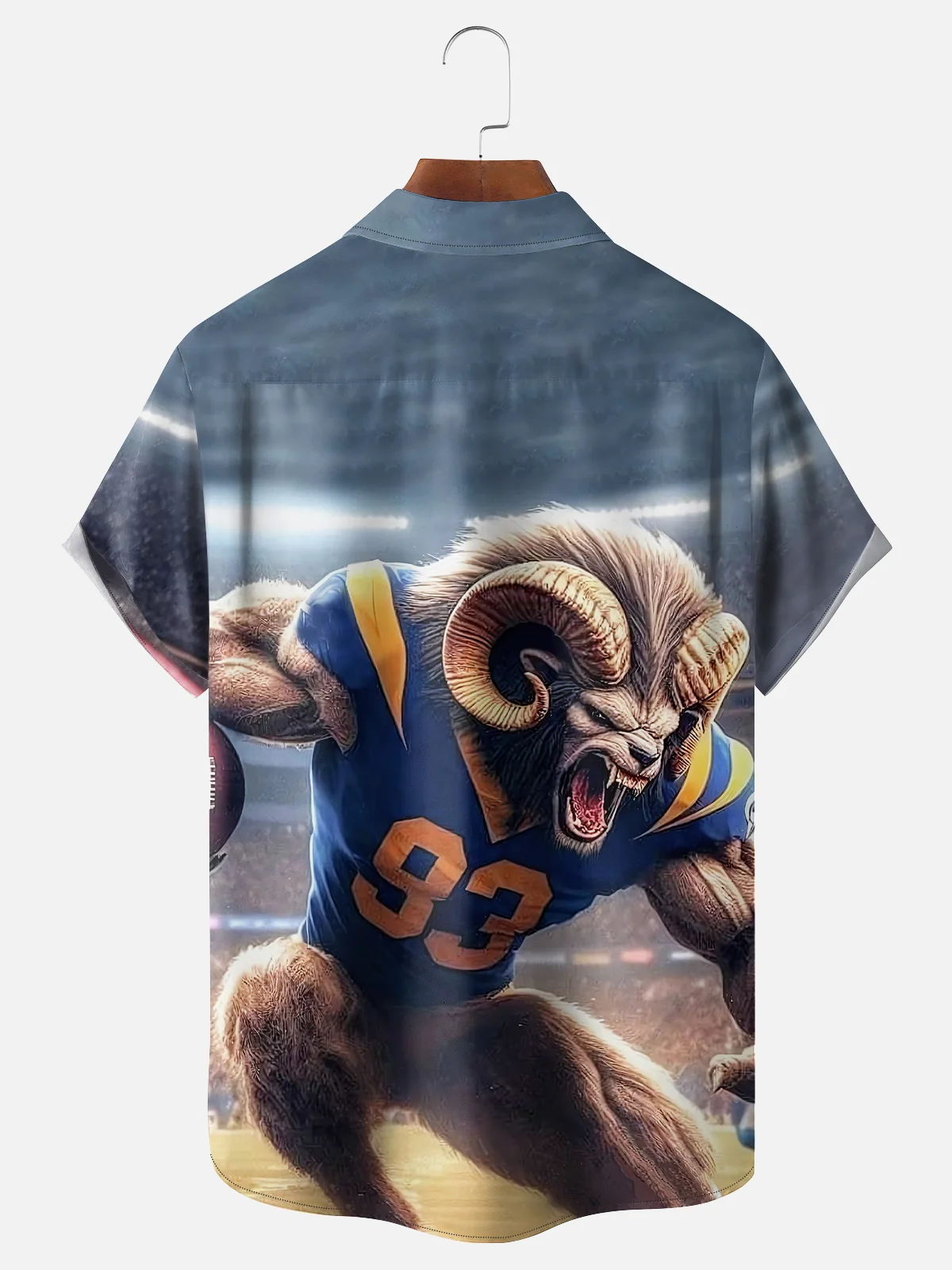 Moisture-wicking American Football Los Angeles Art Rams Chest Pocket Casual Shirt