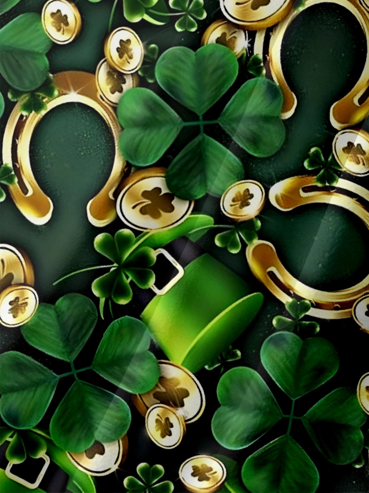 Moisture-wicking St Patricks Day Top Hat Gold Coin Horseshoes Clover Chest Pocket Casual Shirt