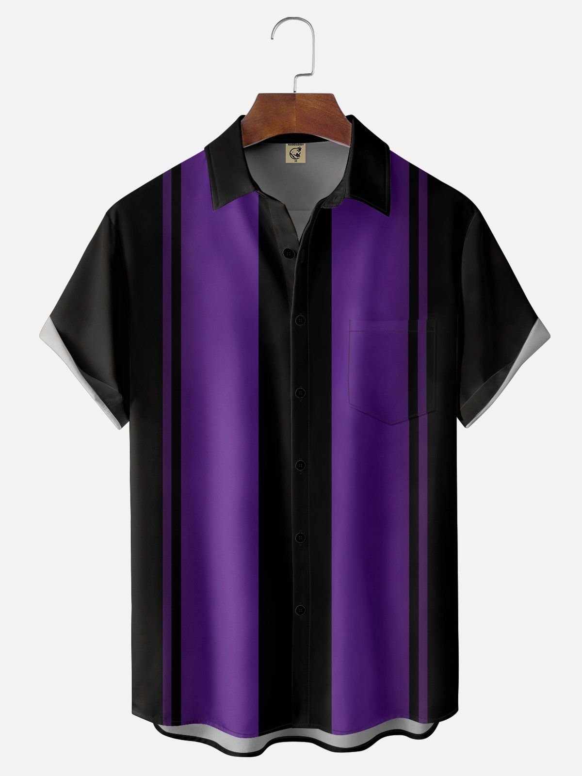 Moisture-wicking Breathable Gradient Color Chest Pocket Bowling Shirt