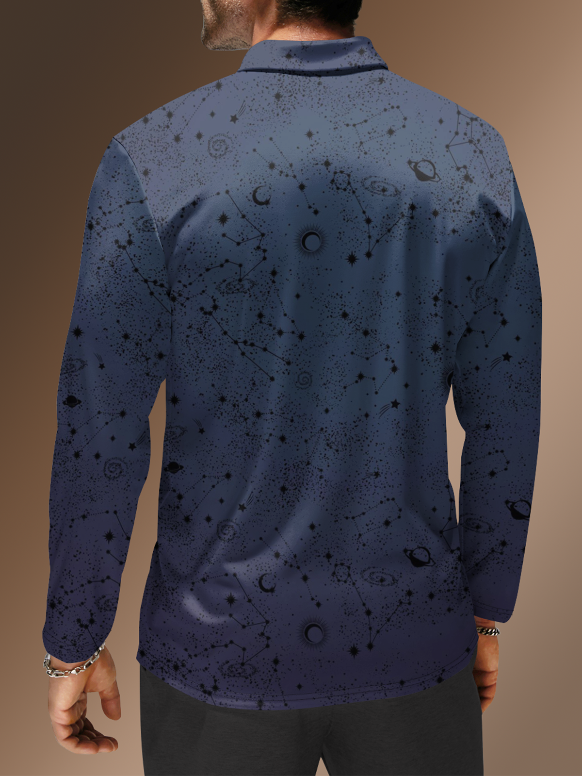 Moisture Wicking Constellation Starry Sky Gradient Color Golf Polo