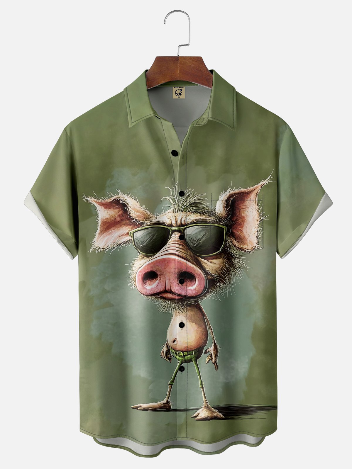 Moisture-wicking Cool Pig Chest Pocket Hawaiian Shirt