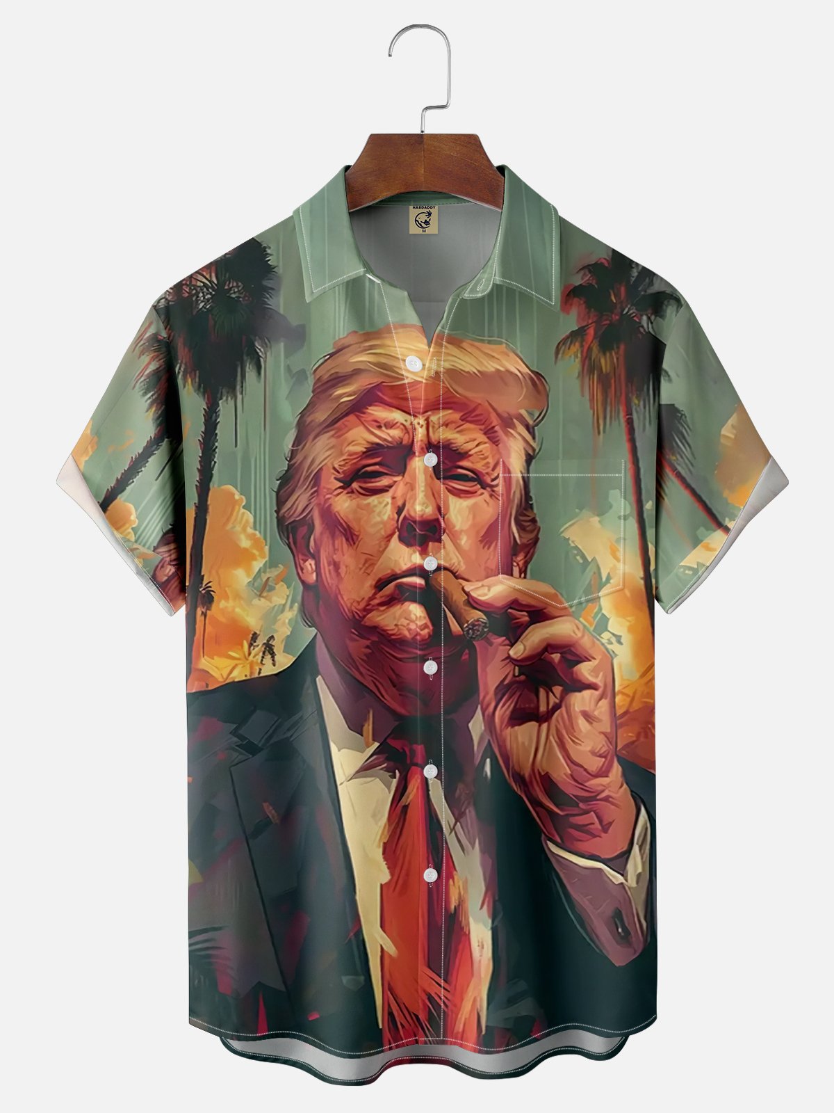 Moisture Wicking Hawaiian Trump Chest Pocket Hawaiian Shirt