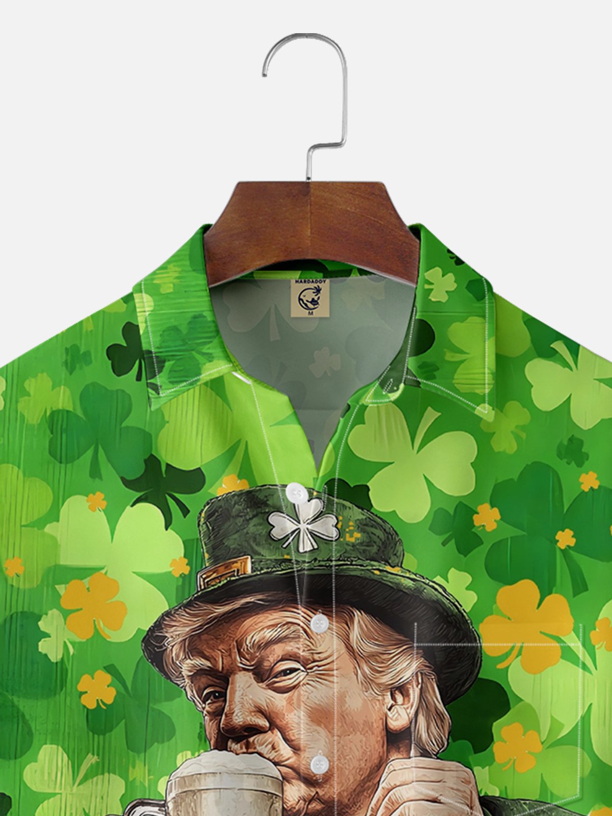 Moisture-wicking Trump "Make St. Patrick's Day Great Again" Chest Pocket Casual Shirt