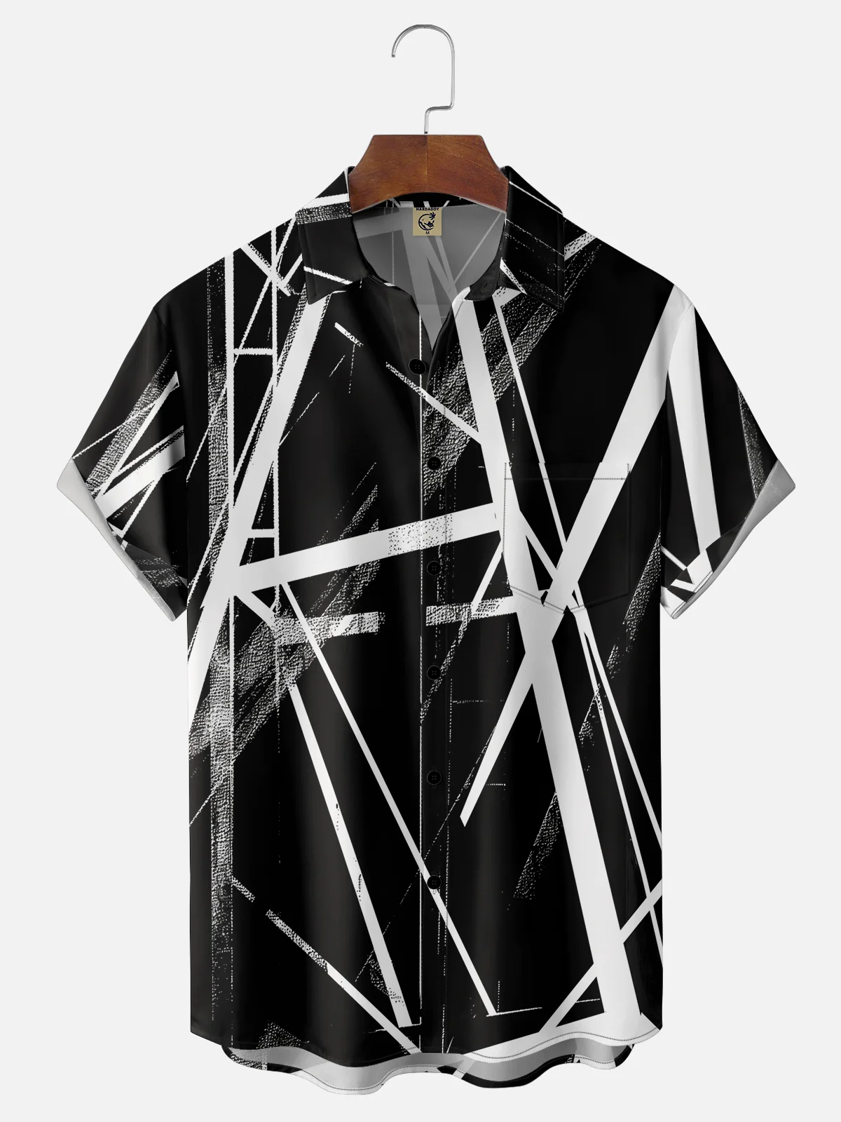 Moisture-wicking Abstract Art Texture Chest Pocket Hawaiian Shirt