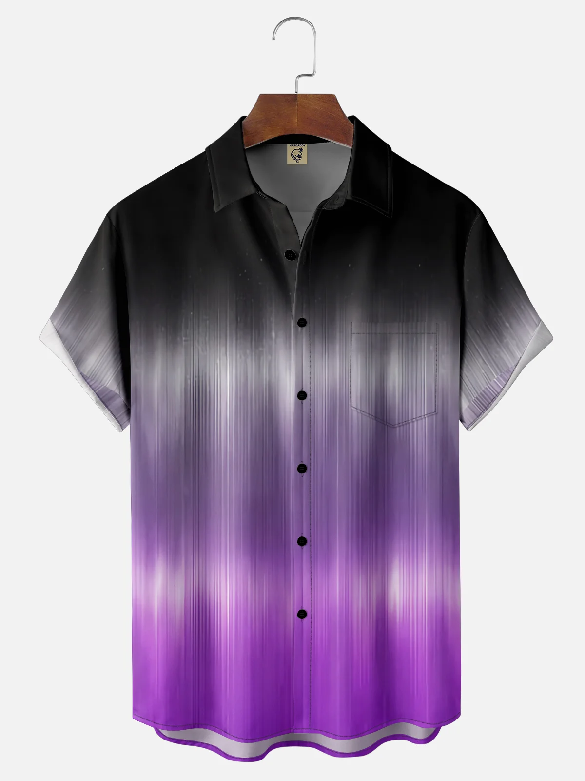 Moisture-wicking Gradient Color Chest Pocket Casual Shirt