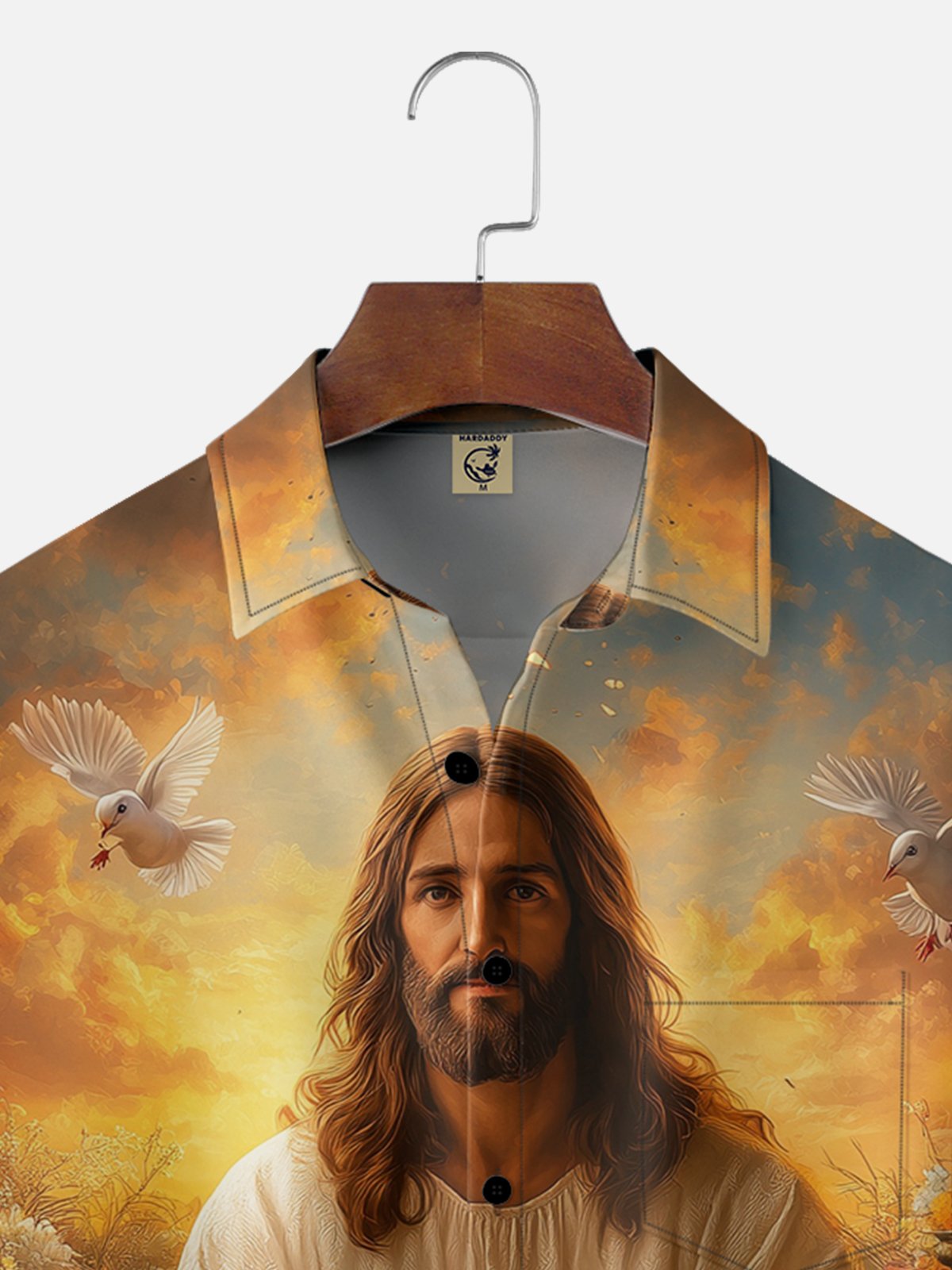 Moisture-wicking Easter Jesus Bunny Rabbit Eggs Chest Pocket Casual Shirt