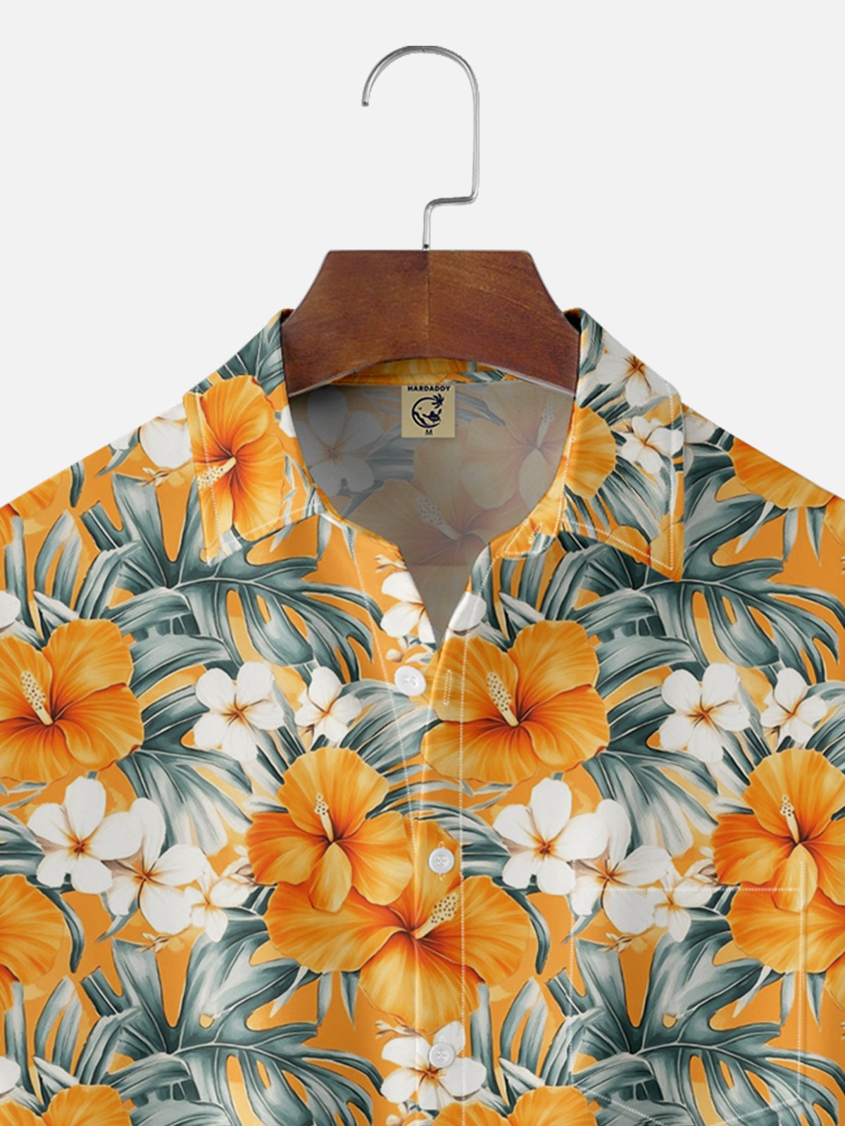 Moisture-wicking Palm Tree Hibiscus Floral Chest Pocket Hawaiian Shirt