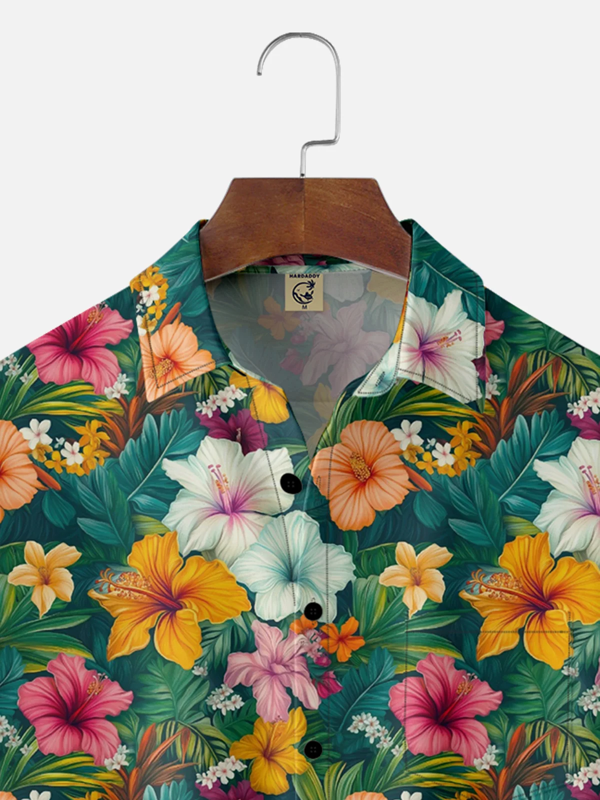 Moisture-wicking Tropical Floral Chest Pocket Hawaiian Shirt