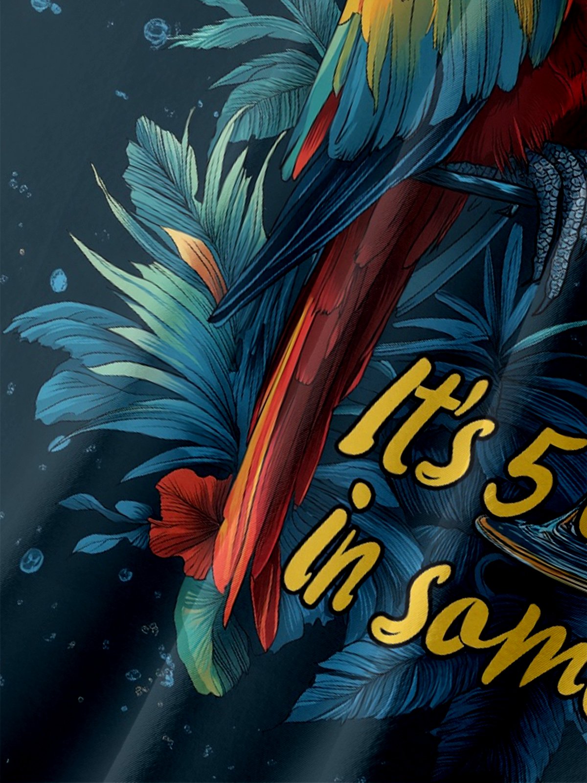 Moisture-wicking Its 5 O'clock Somewhere Parrots Chest Pocket Hawaiian Shirt