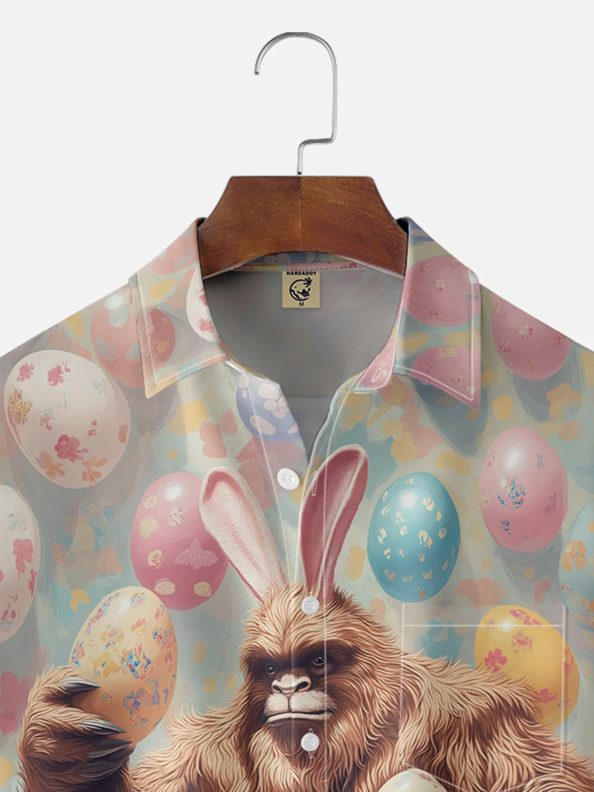 Moisture-wicking Easter Bigfoot Bunny Chest Pocket Casual Shirt