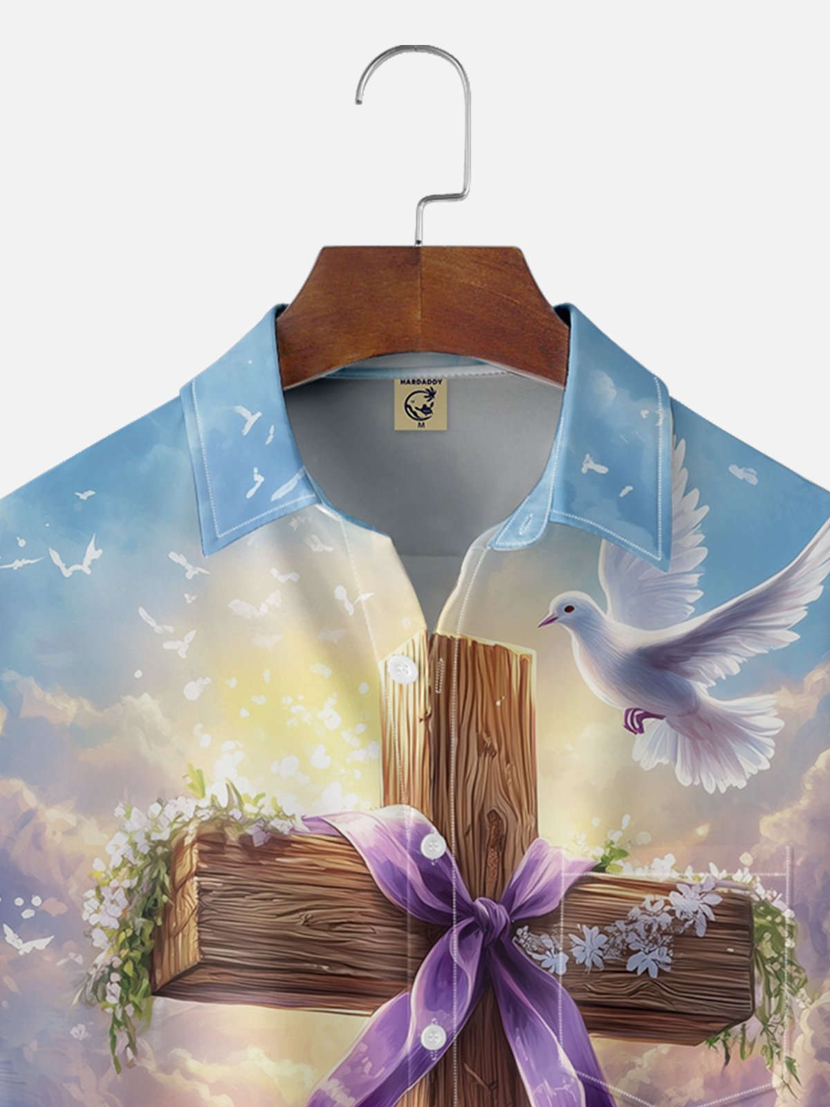 Moisture-wicking Easter Cross Lily Pigeon Chest Pocket Casual Shirt