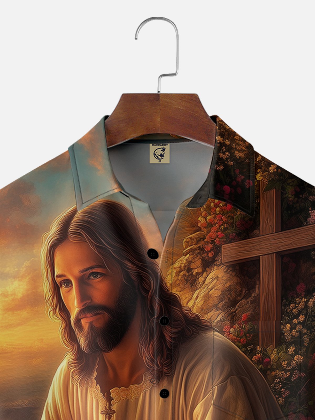 Moisture-wicking Easter Jesus Christ Bunny Rabbit Eggs Chest Pocket Casual Shirt