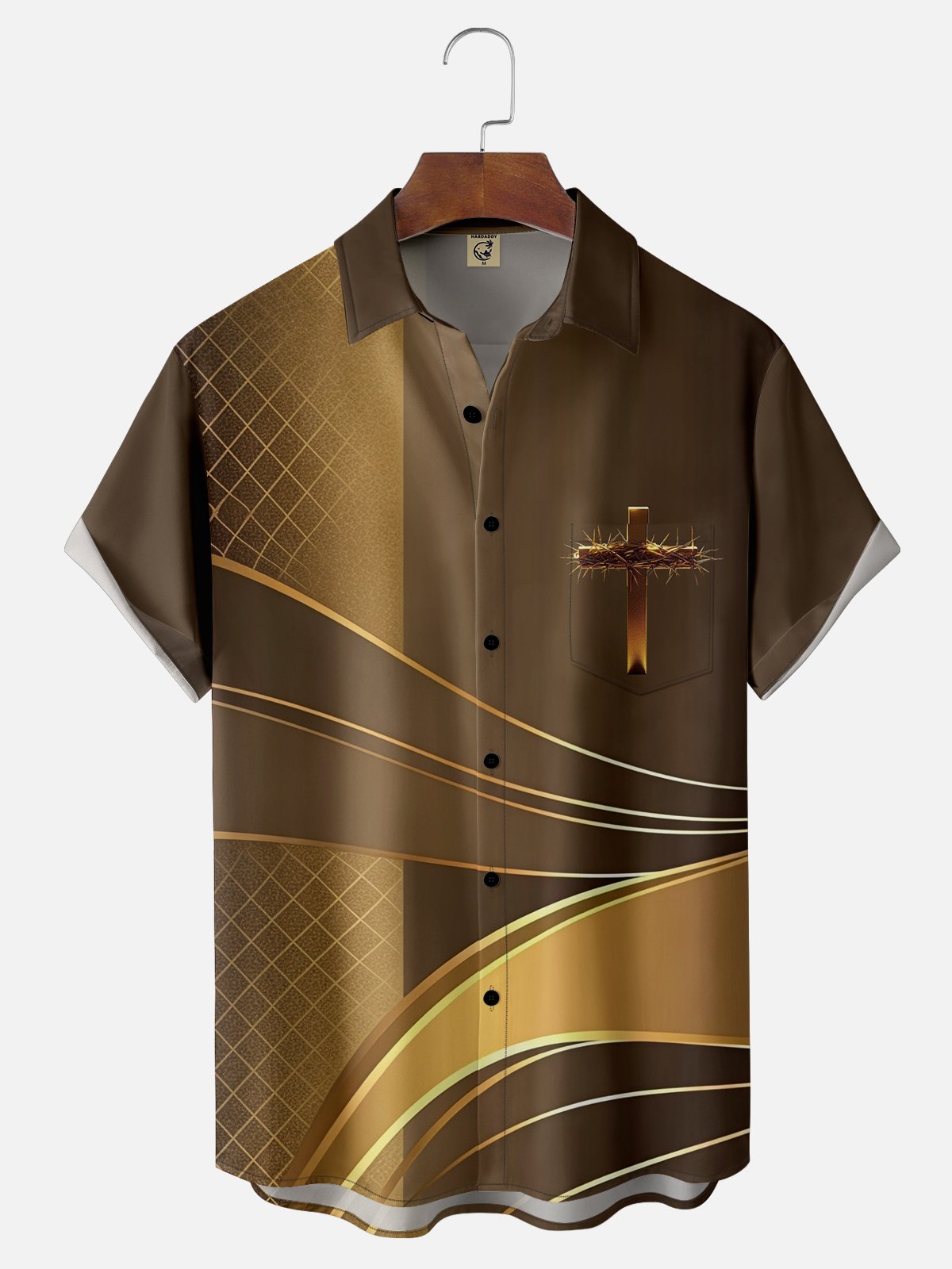 Moisture-wicking Easter Geomatric Cross Chest Pocket Casual Shirt