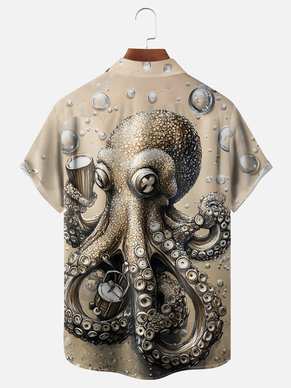 Moisture Wicking Octopus Beer Chest Pocket Hawaiian Shirt